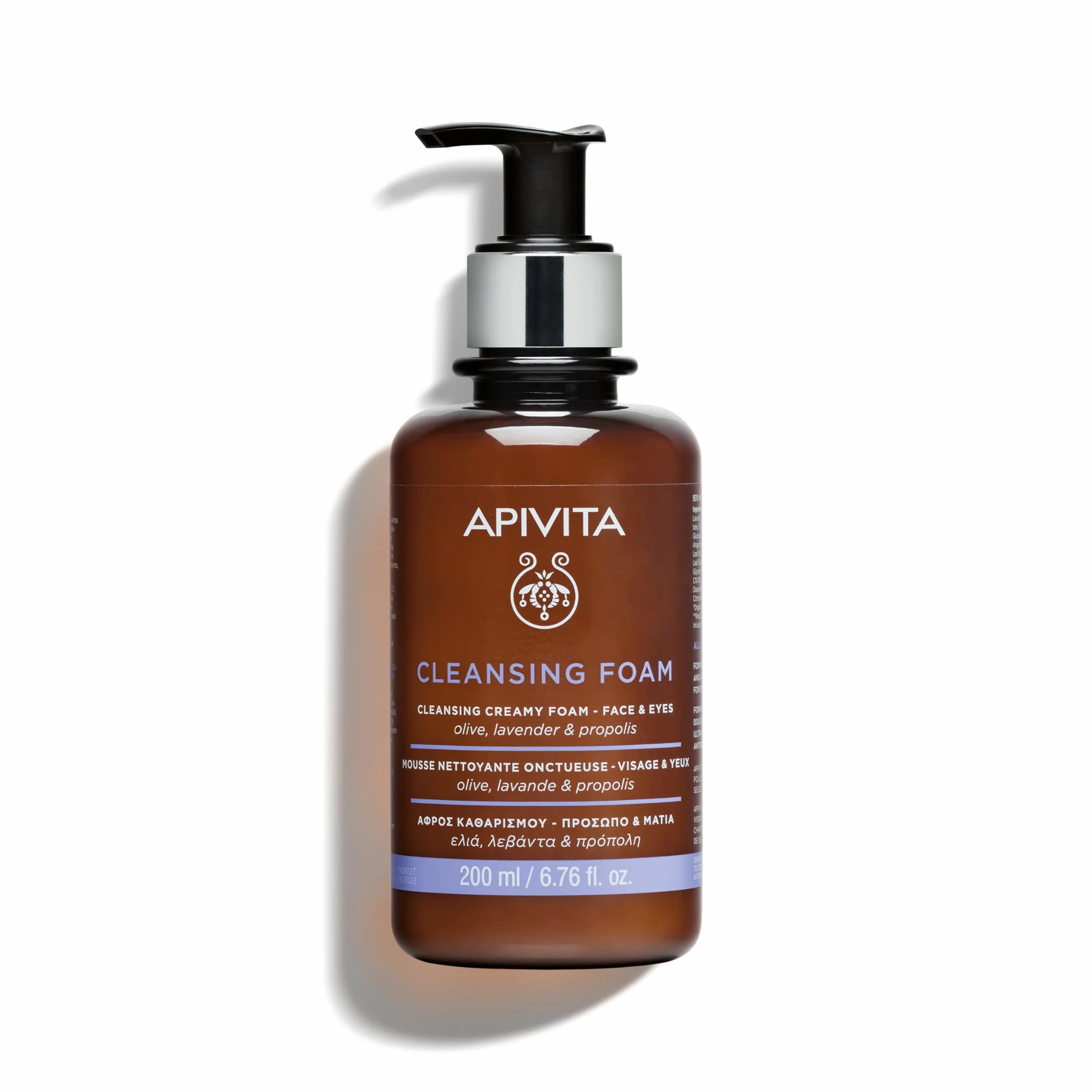Apivita Mousse Nettoyante Visage & Yeux 200ml Anti-Pollution Olive Propolis Lavande