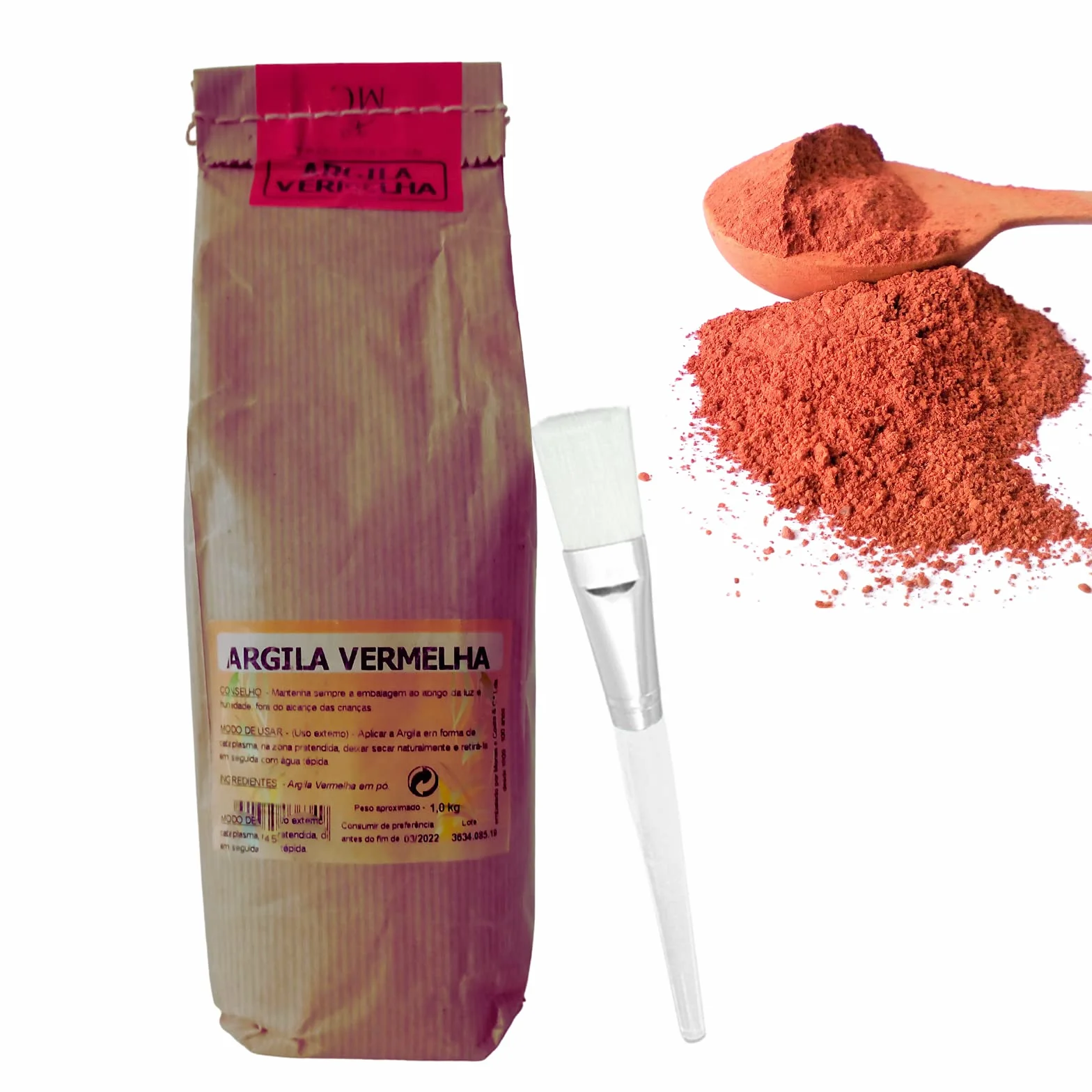 Argile ROUGE en Poudre 100% Pure Naturelle 1KG pour Cheveux et Visage - Emballage Écologique Papier Kraft