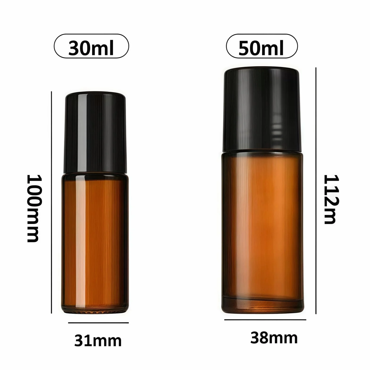 Flacons roulants en verre marron 30 ml lot de 2 pour huiles essentielles et parfums