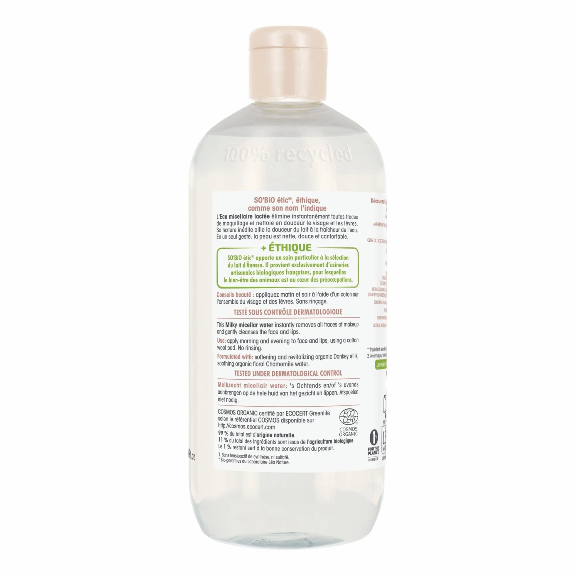 SO'BiO étic Eau micellaire lactée Mon Lait d'Ânesse 500 ml