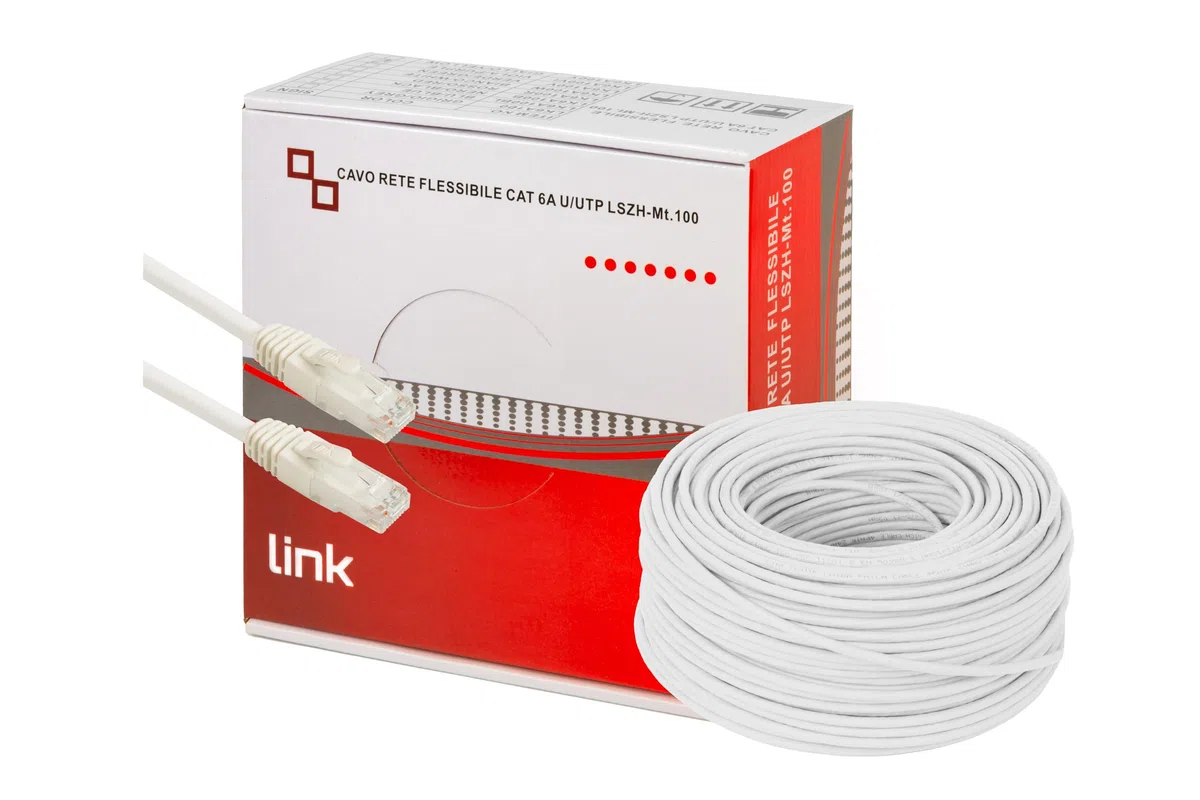 LINK LK6A100W Bobine de câble réseau Catégorie, 6 A non blindé UTP AWG24 Halogène flexible couleur blanc 100 m