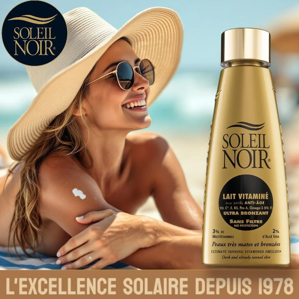 Soleil Noir Lait Corps Vitaminé Sans Filtre Ultra Bronzant Peaux Très Mates 150 ml