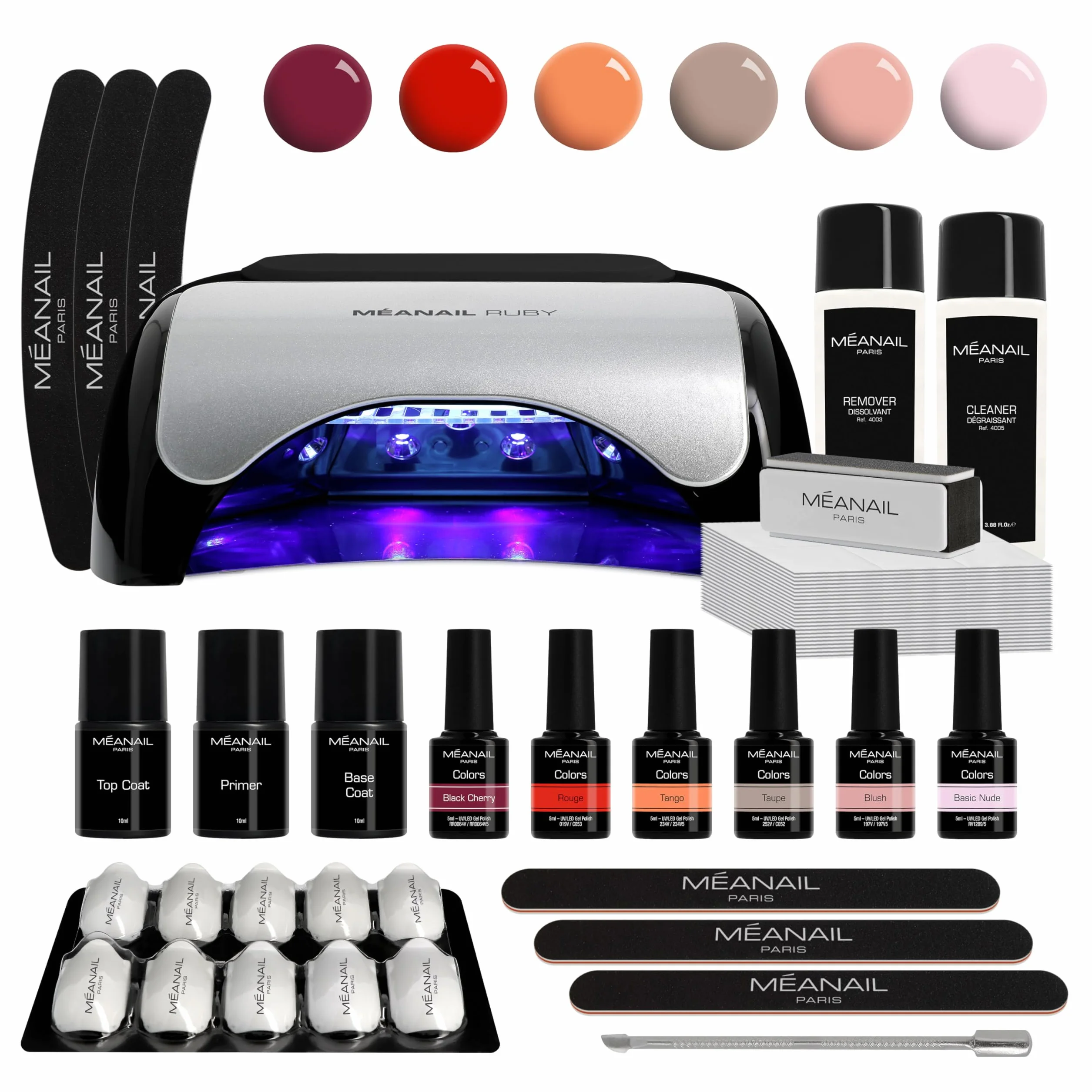 MEANAIL Paris Kit manucure complet Vernis semi permanent Lampe LED 6 Vernis à Ongles Coffret Ruby