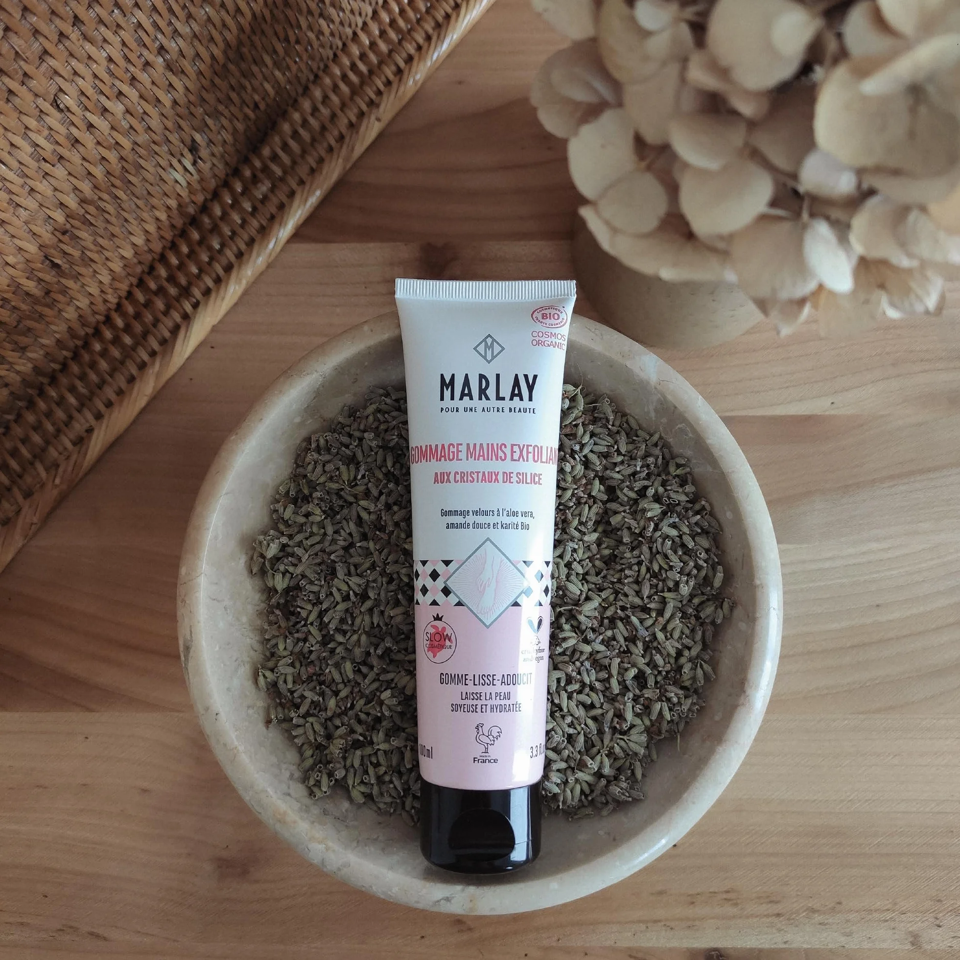 Marlay Cosmetics Gommage Mains Exfoliant 100 ml Peeling Mains Crème Exfoliante Bio Aloe Vera Beurre Karité Cristaux de Silice