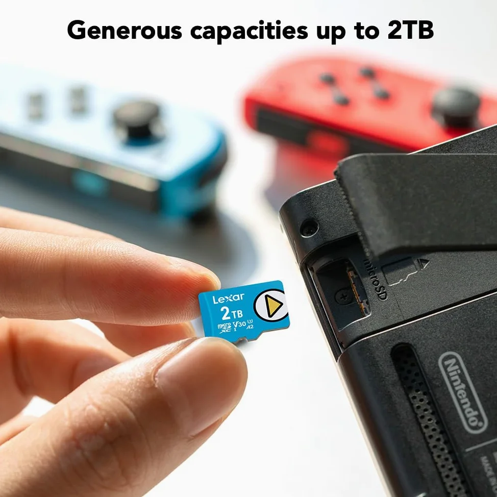 Lexar Carte mémoire microSDXC Play Blue, UHS-I, C10, U3, V30, A2, vidéo 4K, jusqu'à 160 Mo/s en lecture, stockage étendu pour Nintendo-Switch, appareils de jeu, smartphones, tablettes