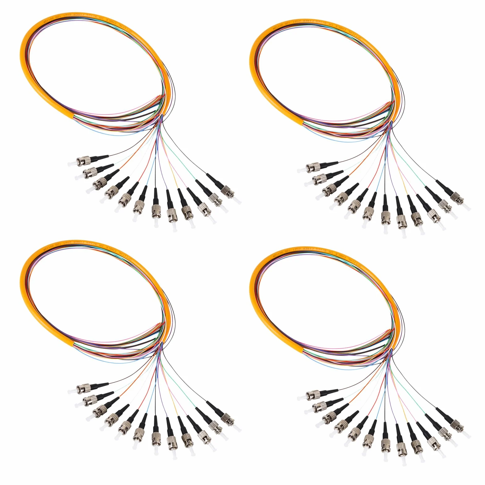 Lot de 4 câbles à fibre optique monomode (SM) ST UPC 12 fibres optiques ST UPC 1,2 m pour ingénierie réseau d'accès à fibre optique, lot de 4