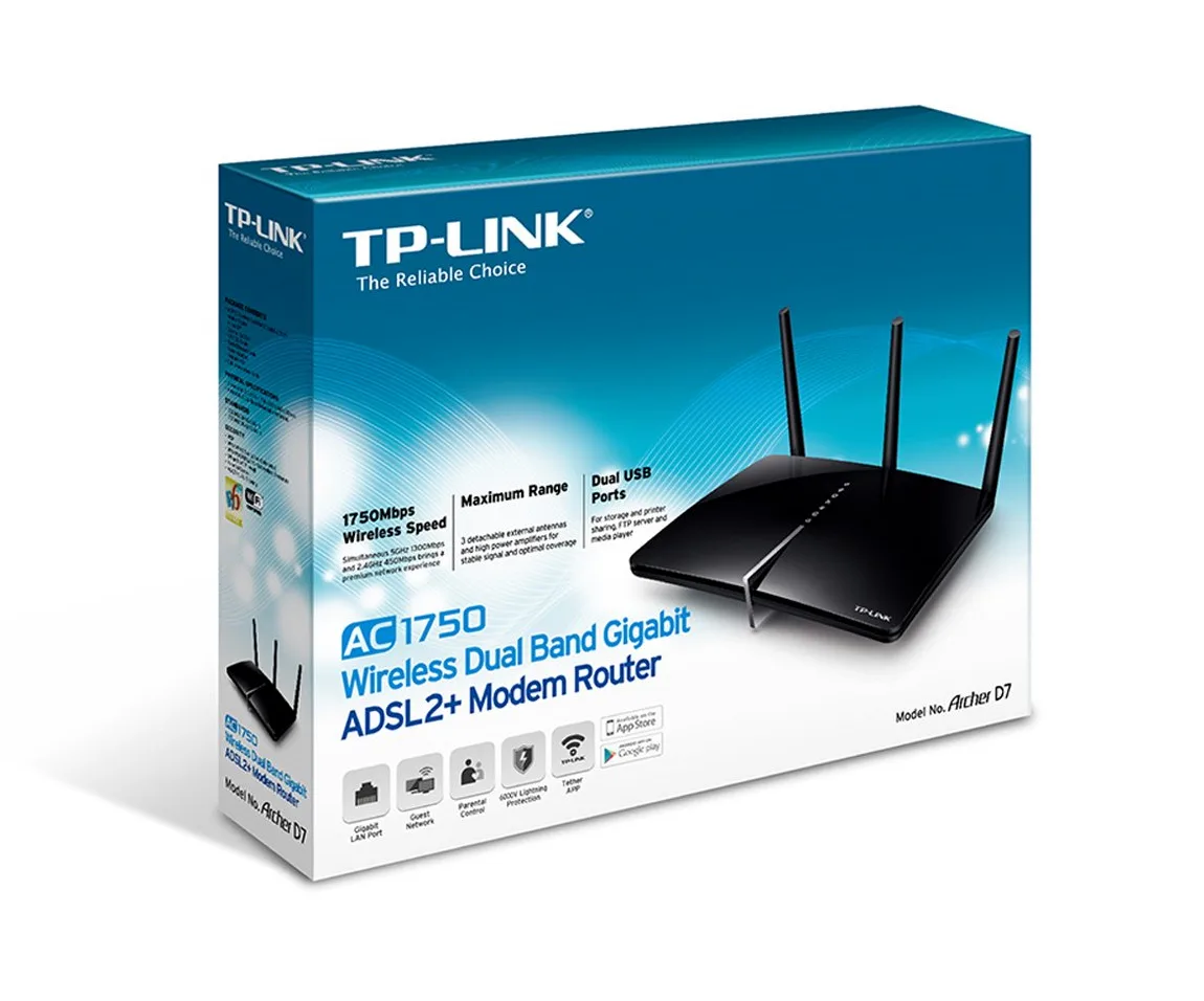 TP-Link Archer D7 Modem Routeur ADSL2+ Gigabit Wi-Fi AC 1750 Mbps