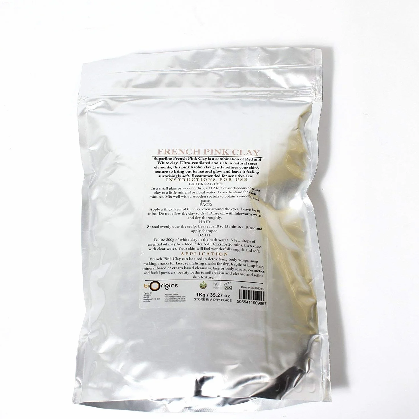 Argile Naturelle Française Rose Ultra Ventilée 1Kg Vegan Sans OGM