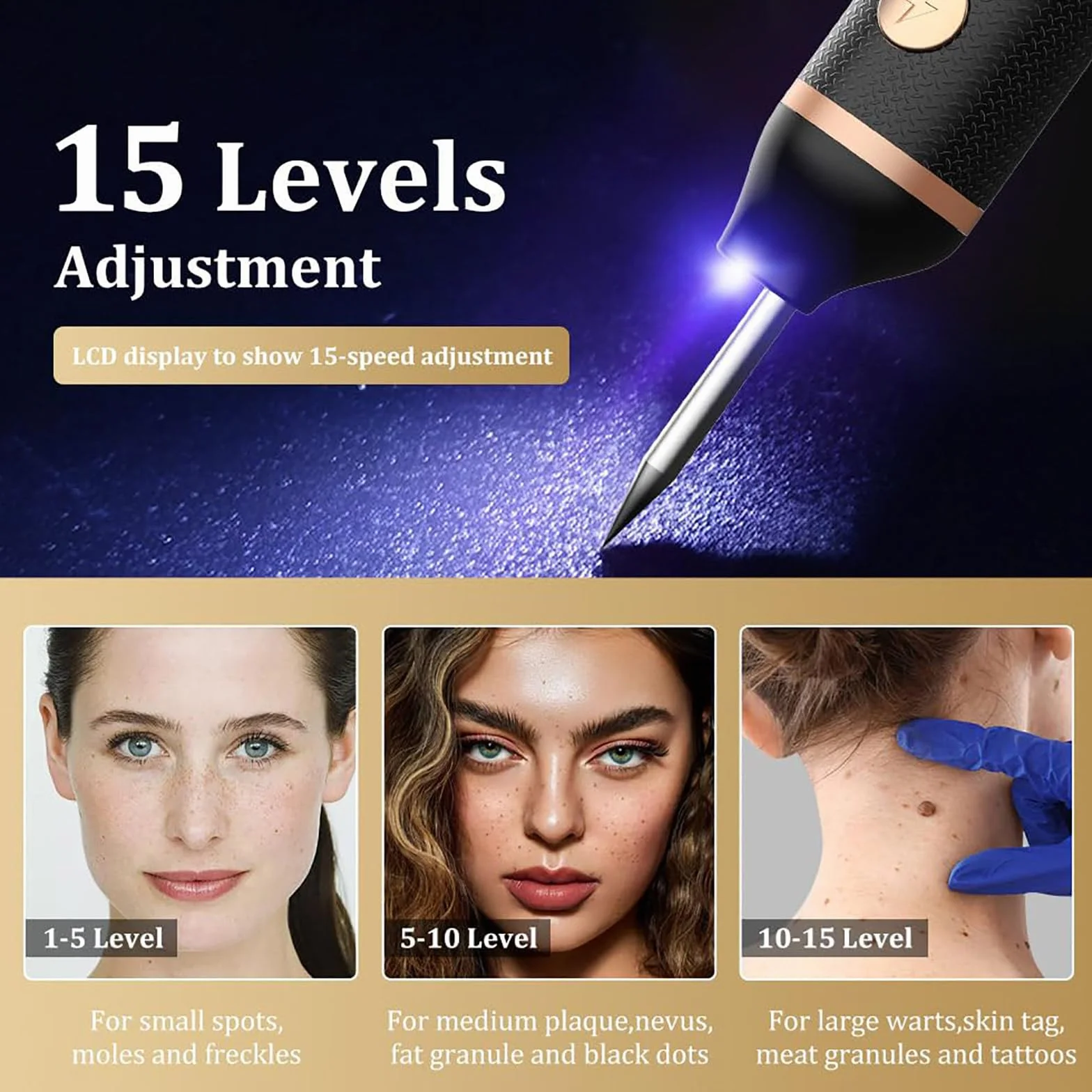 Stylo Plasma à 15 Niveaux pour Éliminer Acrochordons, Taches, Grains de Beauté, Verrues