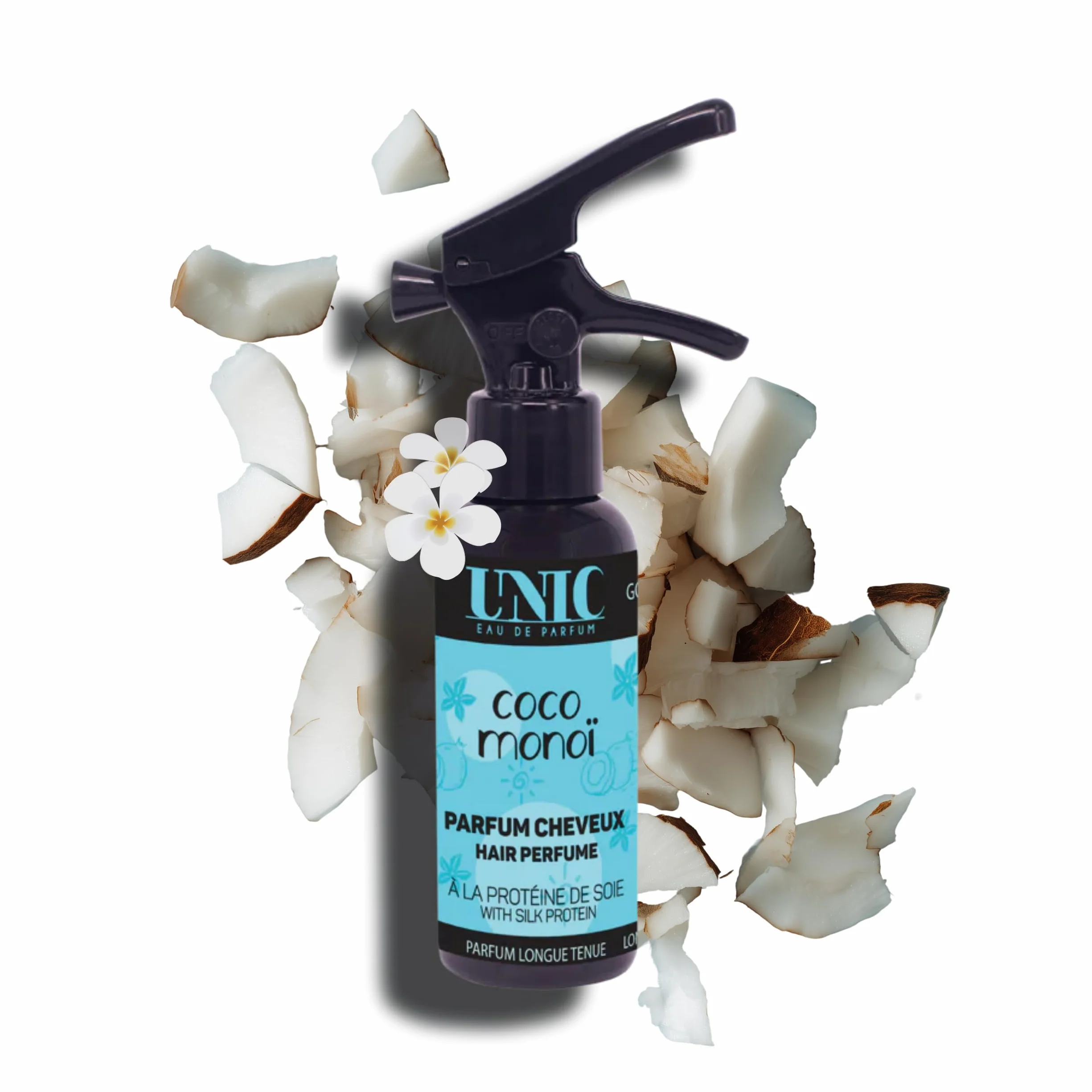 DUO UNIC Parfum pour Cheveux Sunny Monoï Brume Capillaire Solaire Coco et Monoï 2 x 50 ML Fabriqué en France