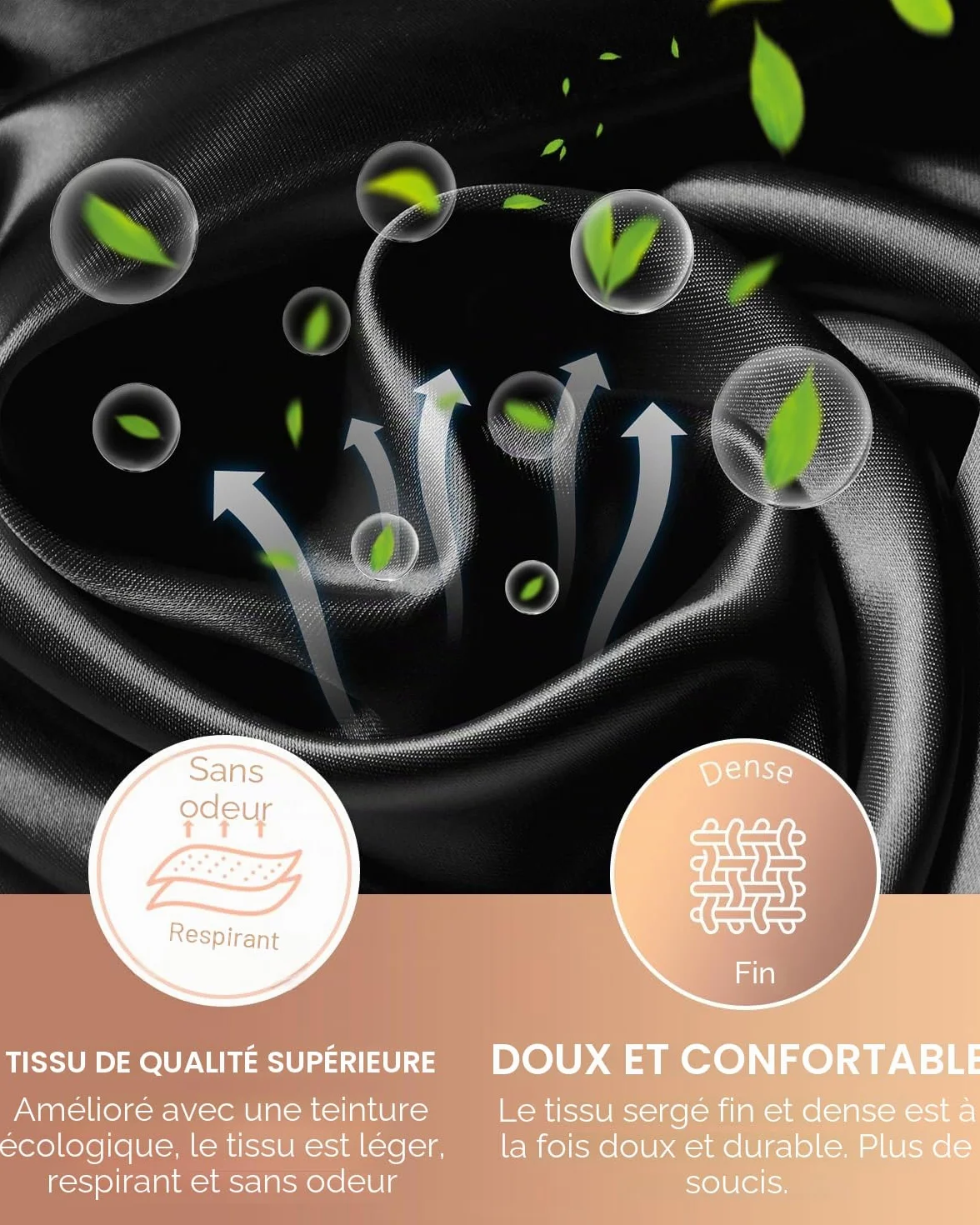 mikimini Bonnet de Douche Noir Imperméable Réutilisable à Double Couche pour Cheveux Longs