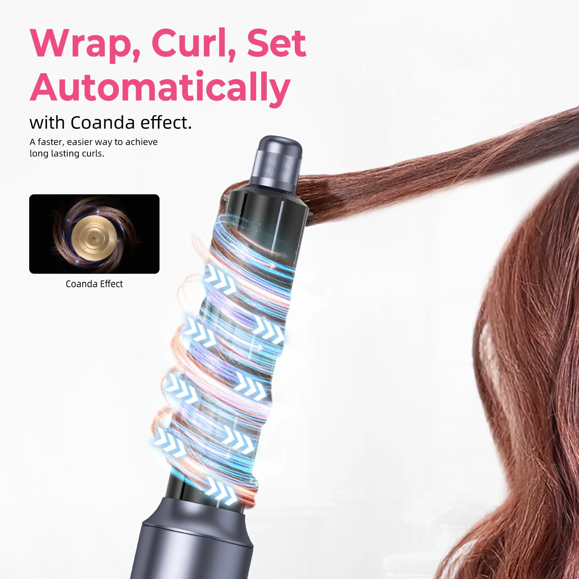 MogaWave Pro Air Styler 6 In 1 Hair Styler 1000W Brosse Soufflante Auto Boucleur à Air