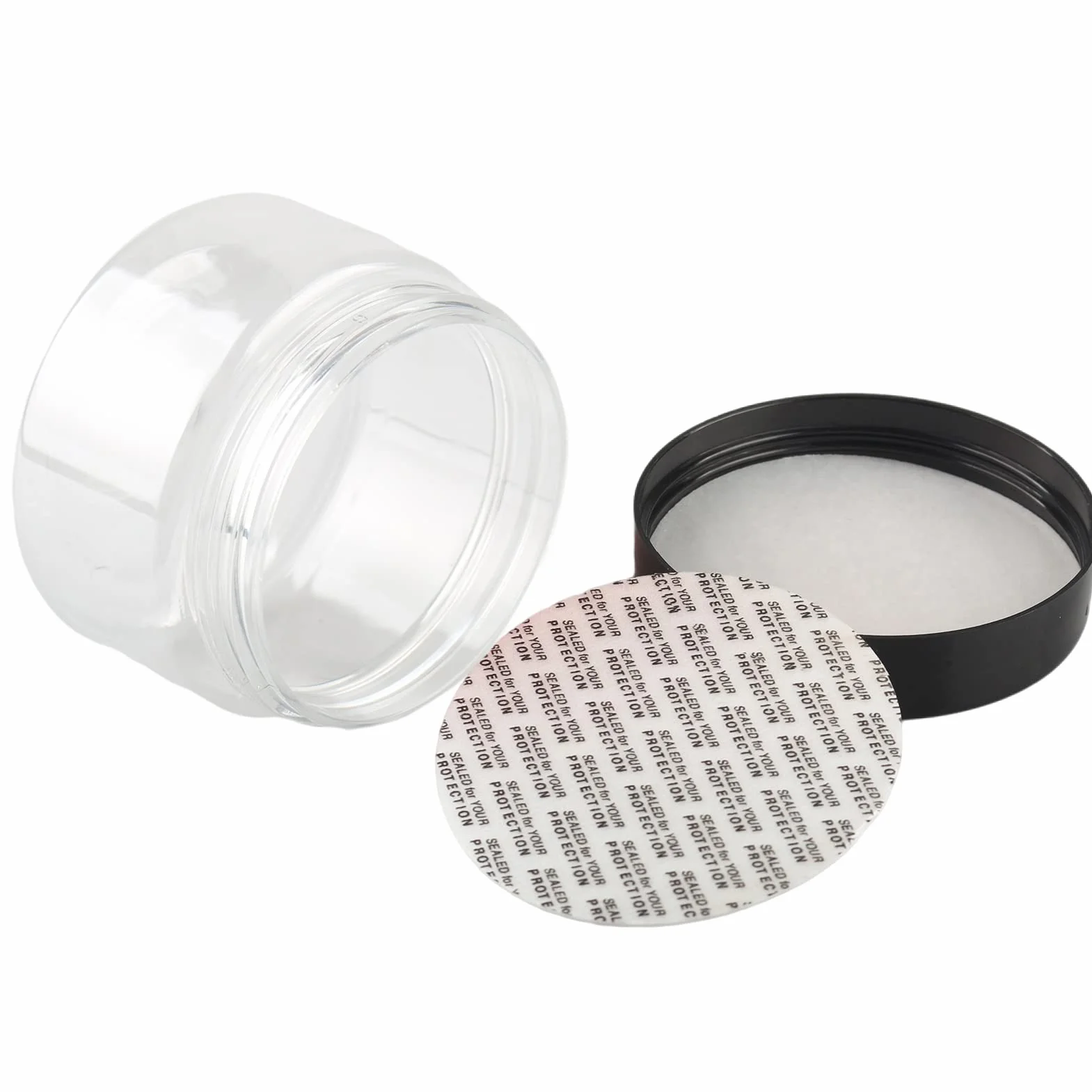 Pots Cosmétique Plastique Transparent 150 ml avec Couvercle Noir 6 Spatules