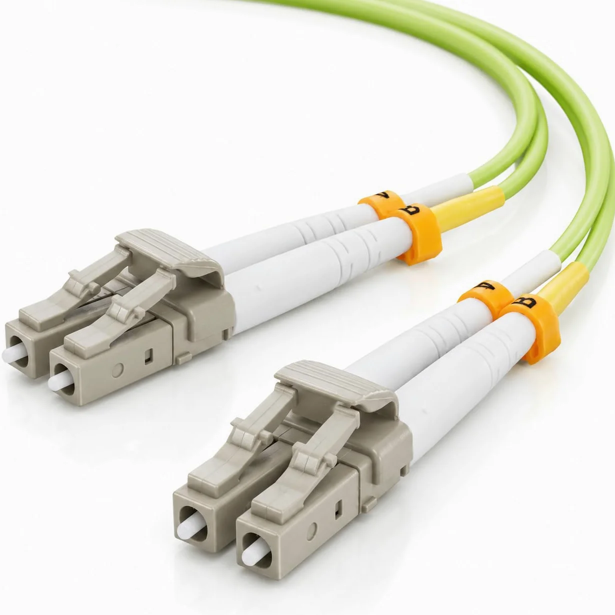 1 câble de brassage duplex 30 m OM5 LWL DX LC/UPC - LC/UPC MM multimode - 50/125 µm LSZH vert citron
