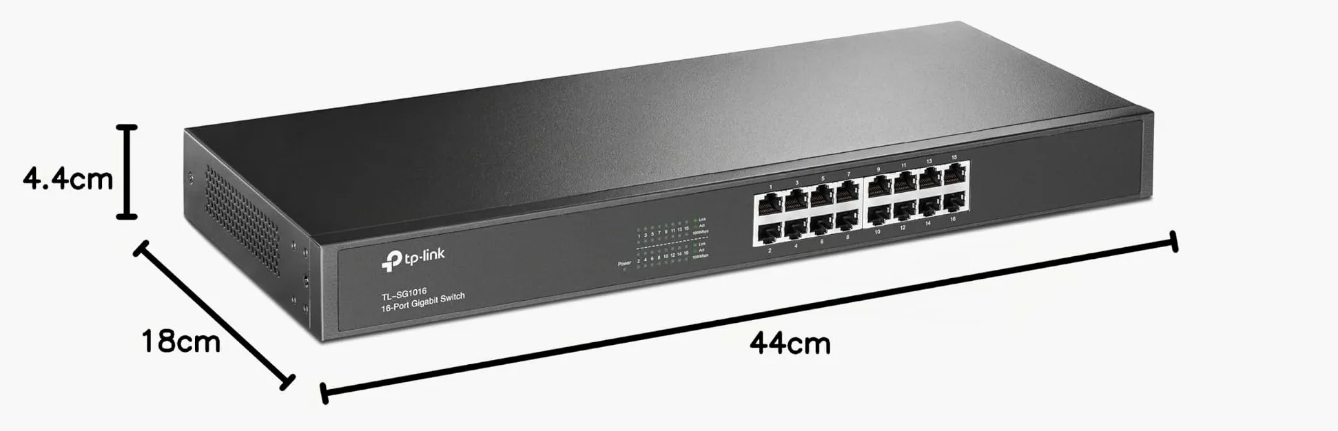 TP-Link Switch Ethernet Gigabit 16 Ports RJ45, Boîtier Métal Noir,TL-SG1016