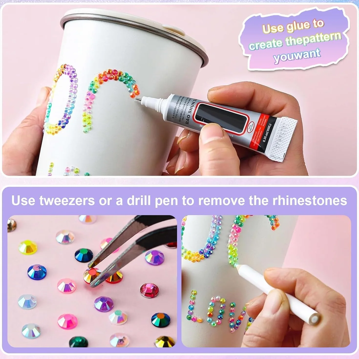 Bedazzling Kit 40 Couleurs 32 000 Pcs Strass à Dos Plat 3mm Pince à épiler DIY Nail Art