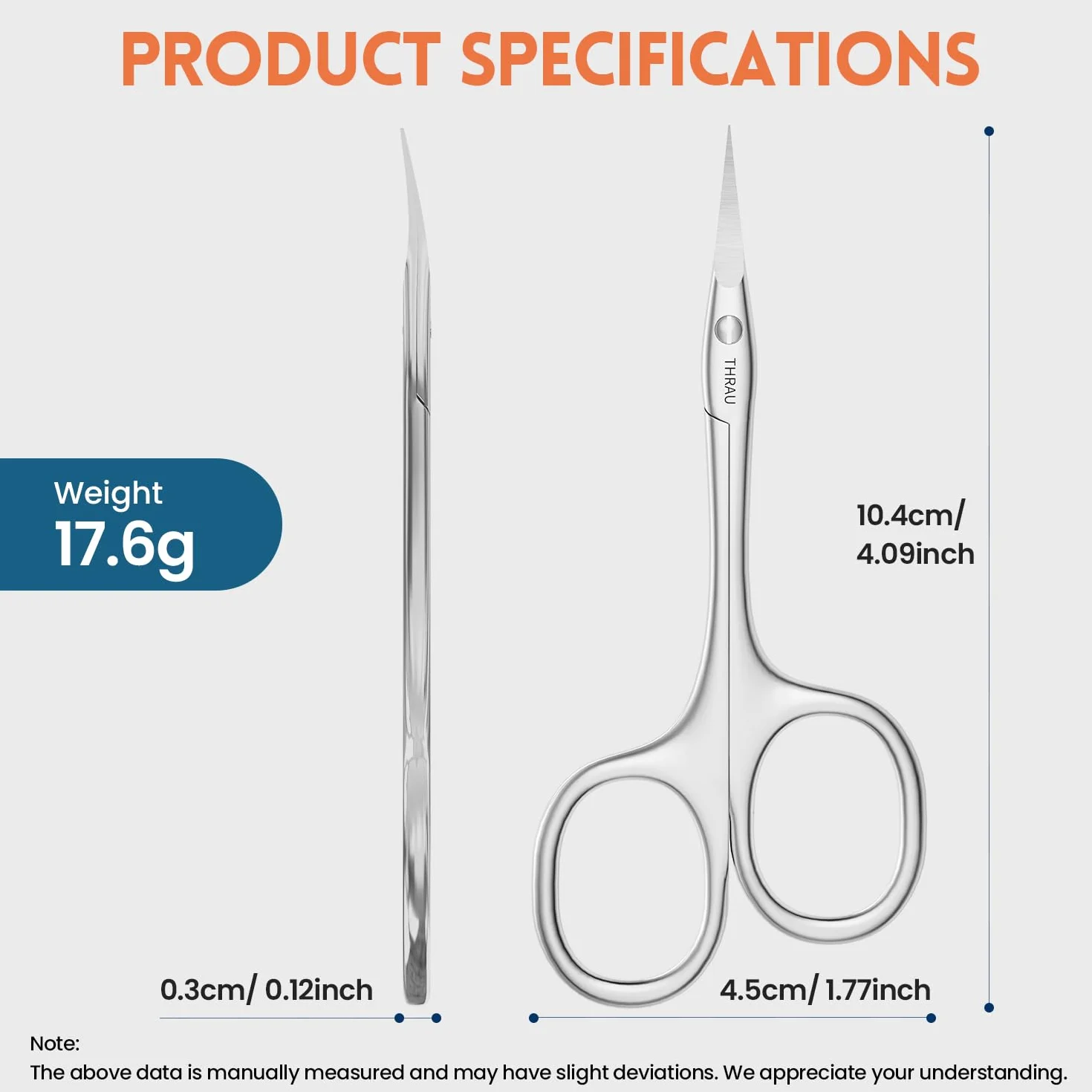 Ciseaux à Cuticules Gaucher Acier Inoxydable Chirurgical Pointe Courbée Manucure