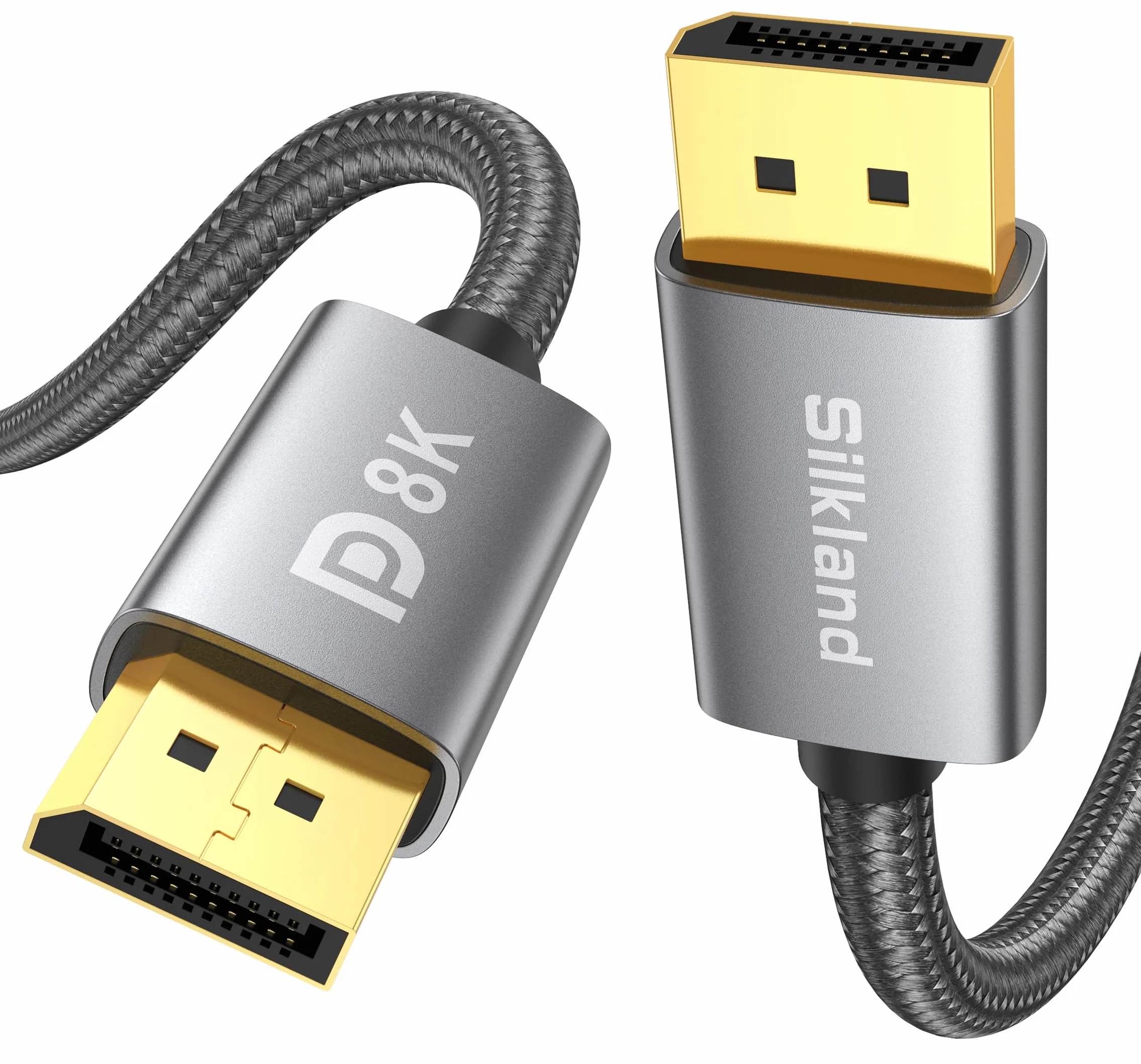 Silkland 8K Câble DisplayPort 1.4 2m VESA Certifié 4K@144Hz 32.4Gbps HDR G-Sync Free-Sync