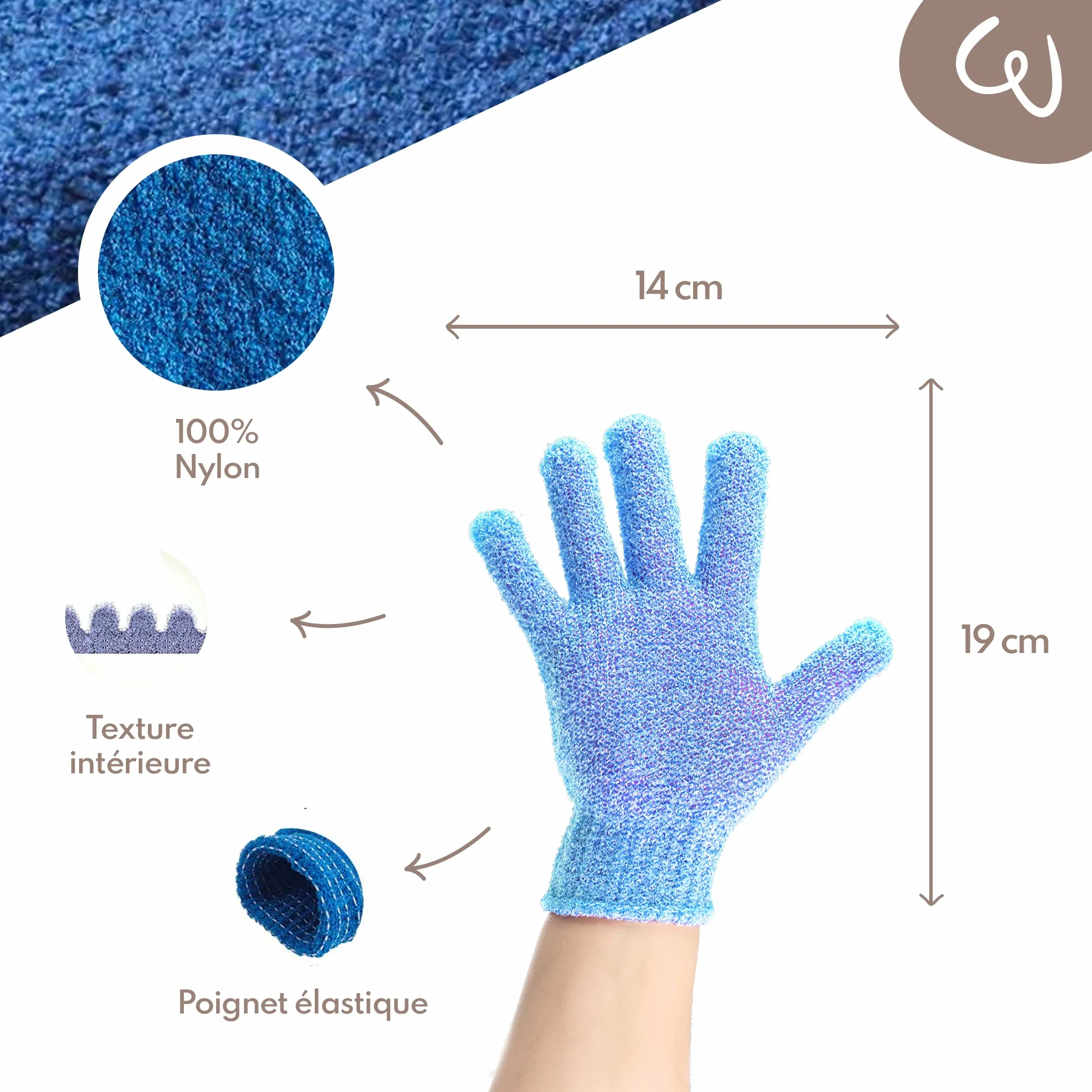Gants Exfoliants Corps WE COSMETIC Gommage Gant Crin Toilette Adulte Medium Exfoliation