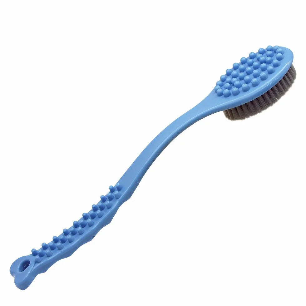 QiCheng&LYS brosse de bain à manche long, brosse de massage corporelle douce, nettoyage du dos (bleu)