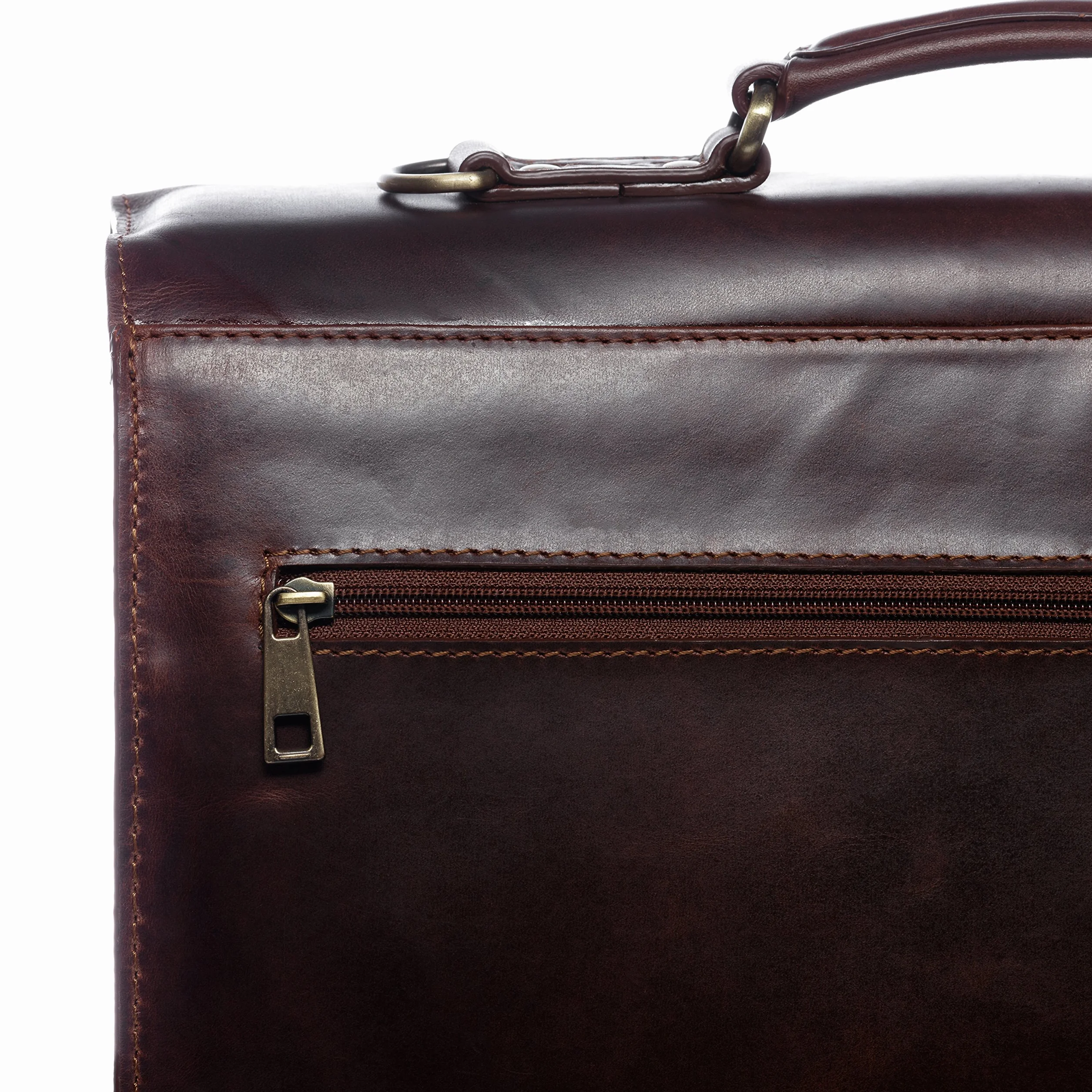 Serviette Ordinateur Cuir véritable 15.4 Pouces Emilio Cartable Porte-Document attaché-Case XL Grand pour Hommes Sac bandoulière Travail Marron