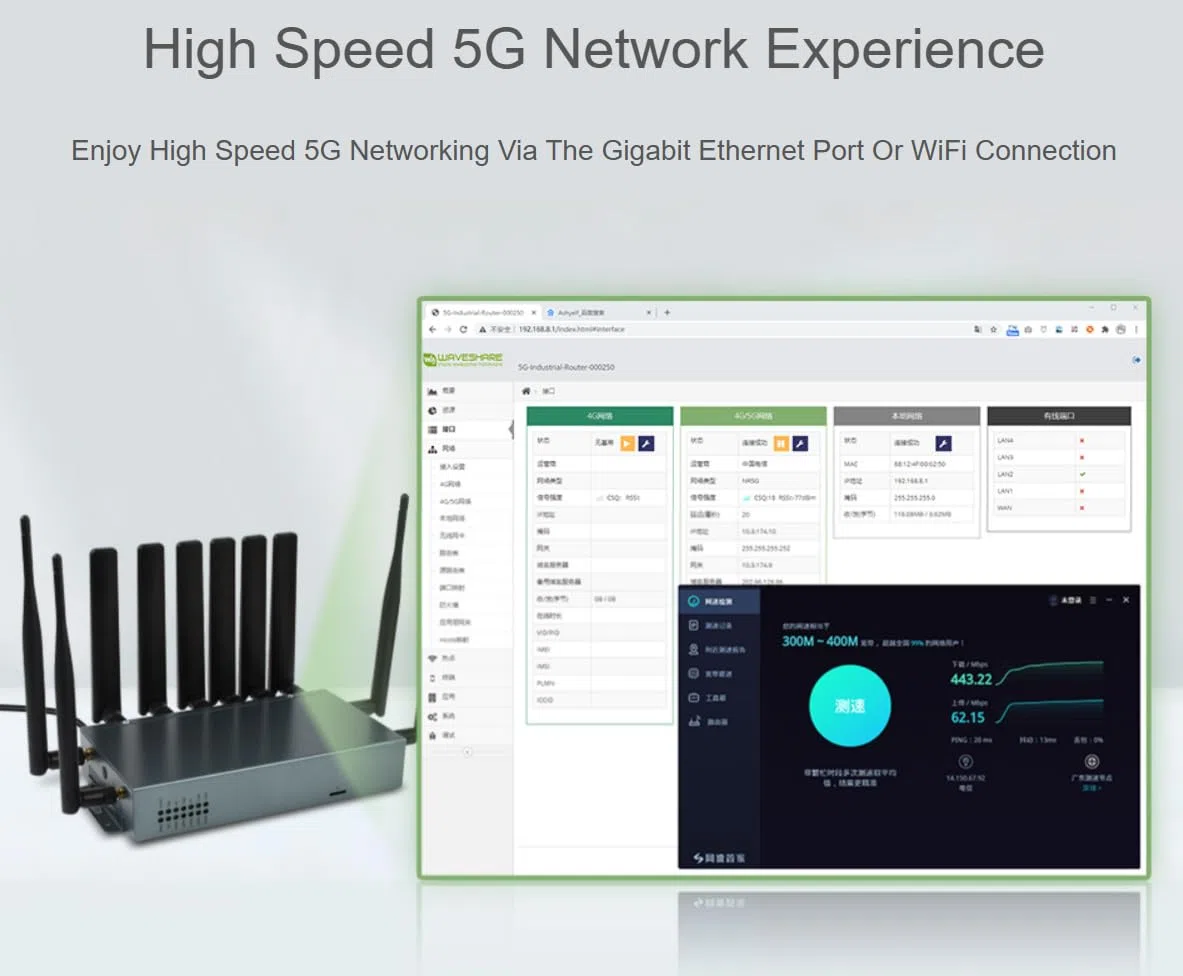 SIM8200EA-M2 Routeur industriel 5G sans fil CPE 5G/4G/3G Support Snapdragon X55 Multi Mode Multi Band Applicable pour les régions avec couverture de signal 5G Sub-6G sauf Amérique