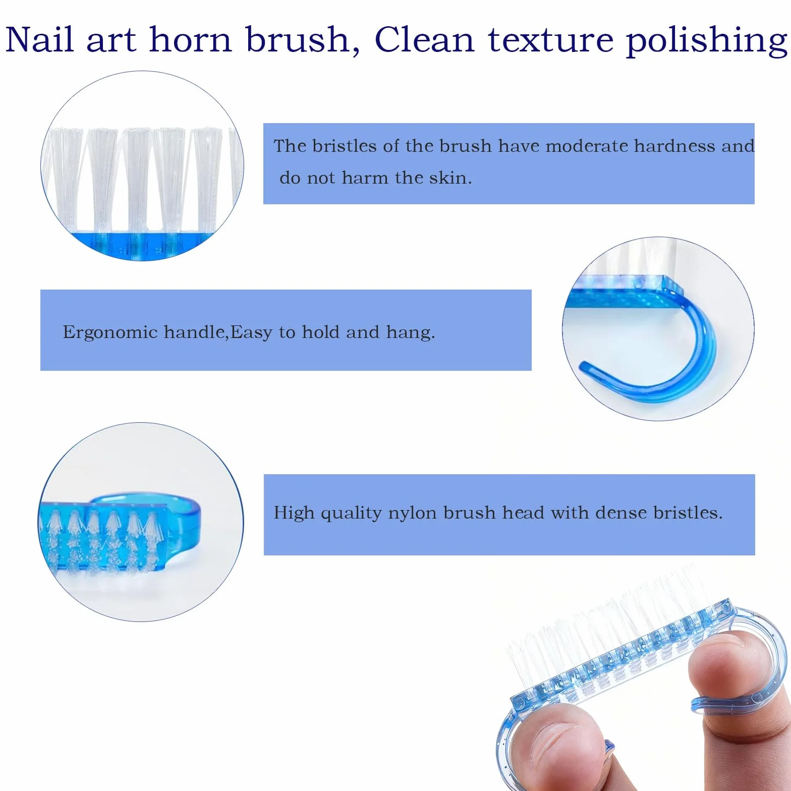 Brosse Ongles 4 Pièces avec Poignée Plastique, Brosses Nettoyage Manucure Nail Art