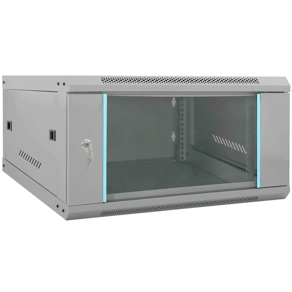 Armoire Réseau, Armoire Serveur Baie de Serveur Coffret Boit de Réseaux Mural avec Stockage Gris 60 x 60 x 35 cm Acier