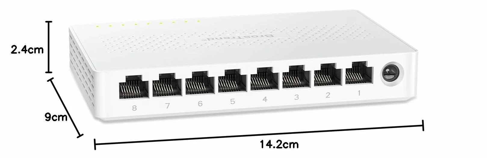 BrosTrend Switch Ethernet 2.5G 8 Ports, RJ45 Unmanaged, 2.5G Base-T, 100/1000/2500Mbps