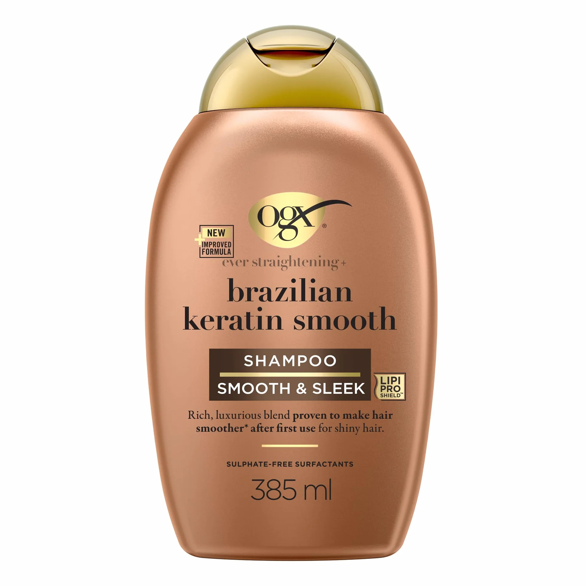 OGX Shampoing Brazilian Keratin Therapy 385 ml – Shampooing Lissant à la Kératine Brésilienne Sans Parabène Sans Sulfates