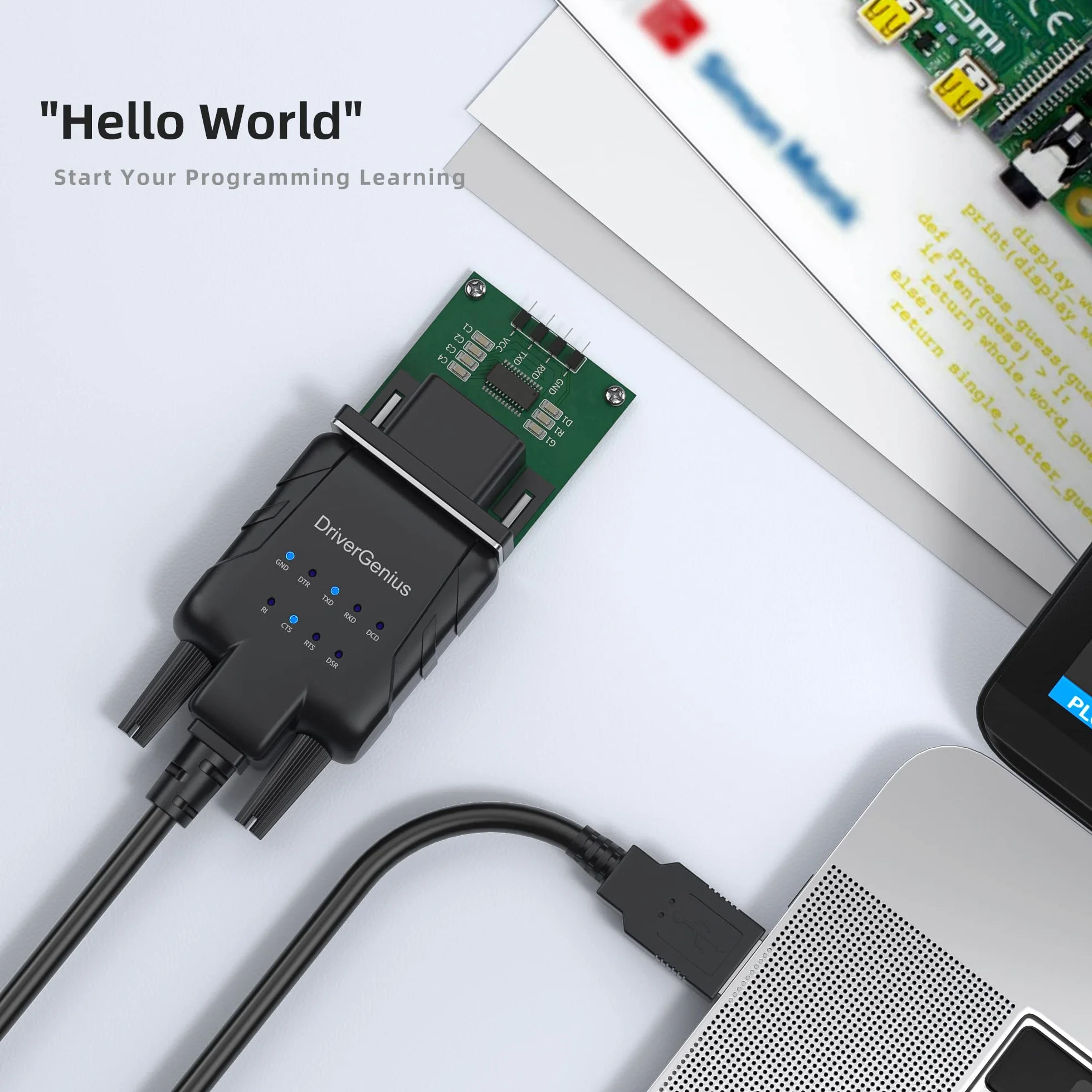 DriverGenius Prolific PL2303 Lot de 6 câbles adaptateur USB vers série RS232 avec 9 indicateurs LED, pour Windows 11, macOS 14 Sonoma, Linux (USB232A-E-A, 1 m)