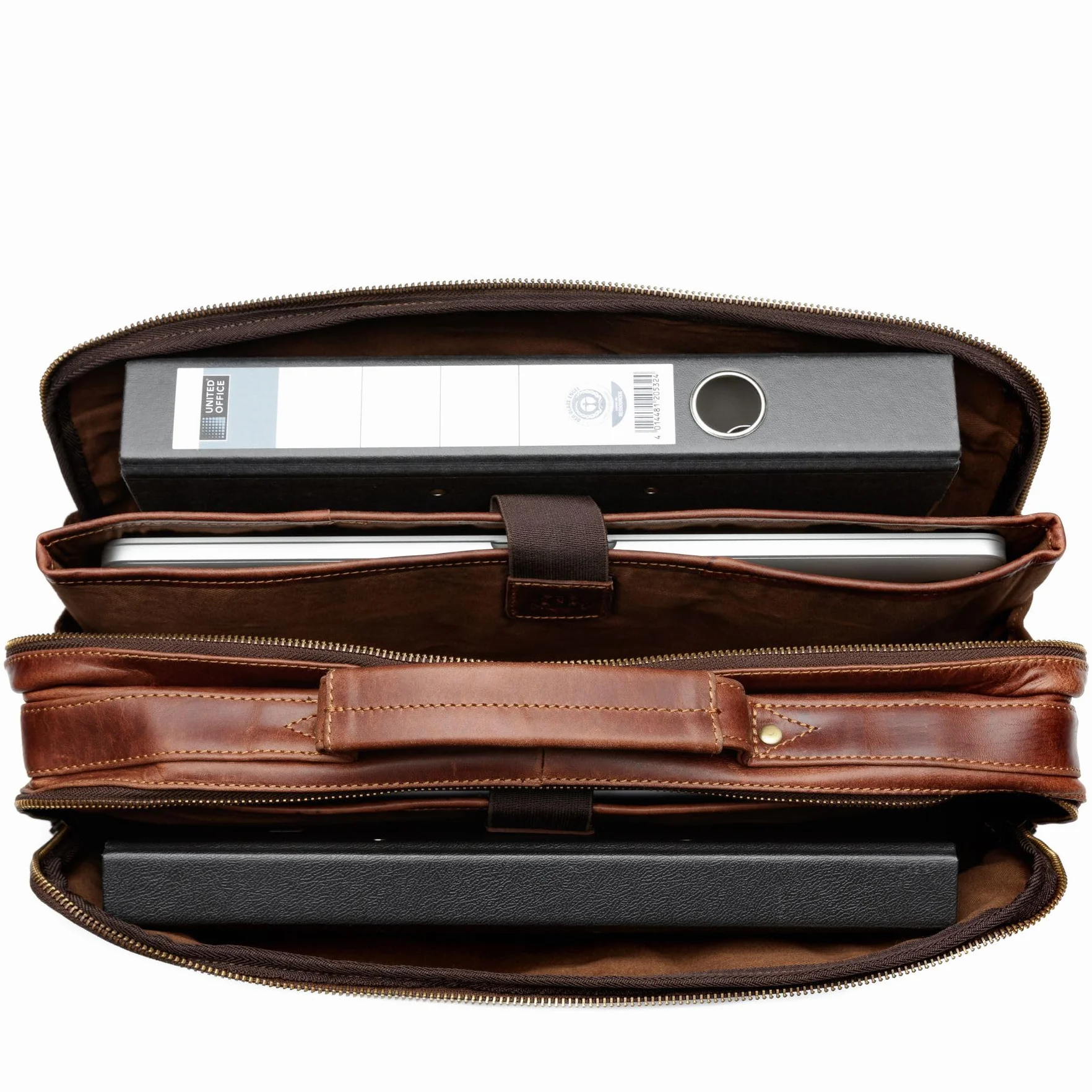 SID & VAIN Sac Ordinateur Portable Cuir véritable 15.4 Pouces Simon Mallette Professionnelle bandoulière XL Grand pour Hommes et Femmes Serviette de Travail Etudiante Marron