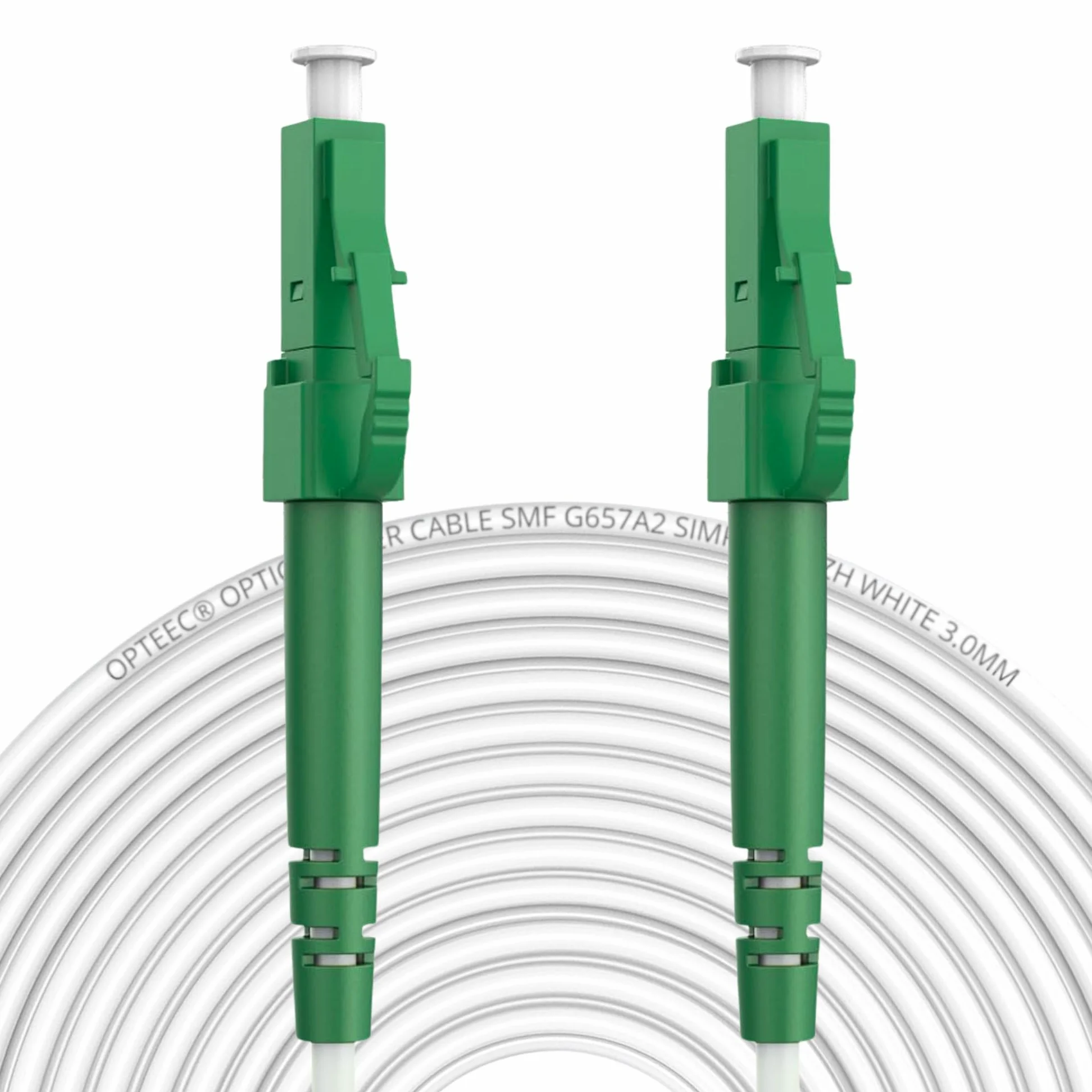 Câble Fibre Optique Blindé - 70M - Rallonge/Jarretière - LC/APC à LC/APC Renforcé - Simplex Monomode - Garantie 10 Ans - Blanc (70M)