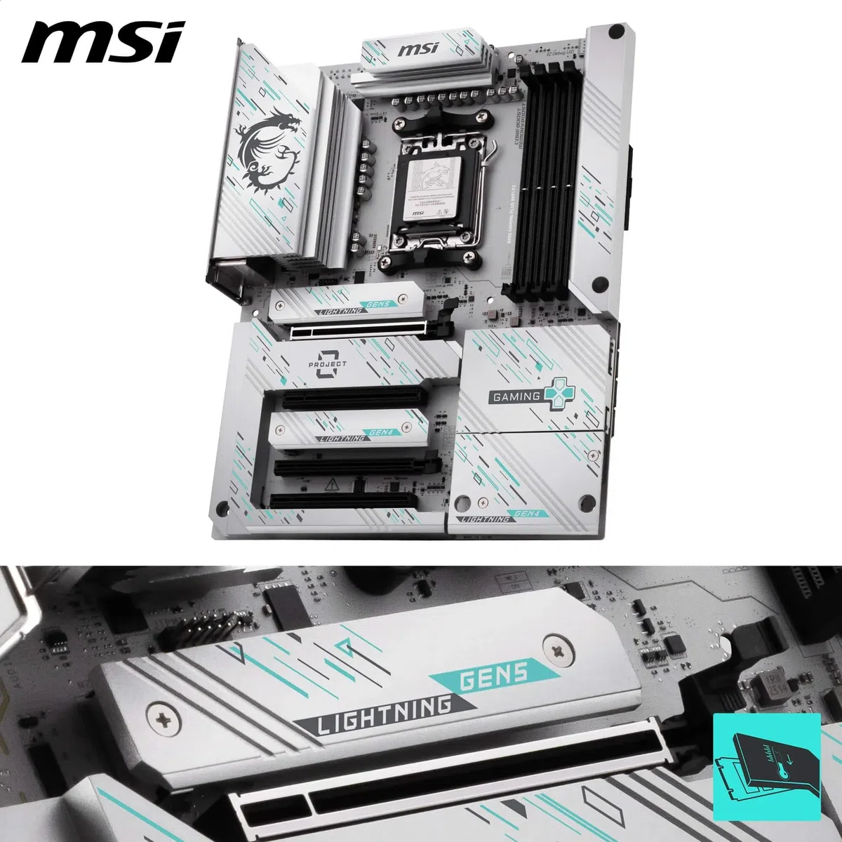 MSI Carte mère B850 Gaming Plus WiFi PZ, ATX - Prend en Charge Les processeurs AMD Ryzen 9000/8000/7000, AM5 - DDR5 Memory Boost 8200+ MT/s (OC), PCIe 5.0 x16, M.2 Gen5, Wi-FI 7, 5G LAN