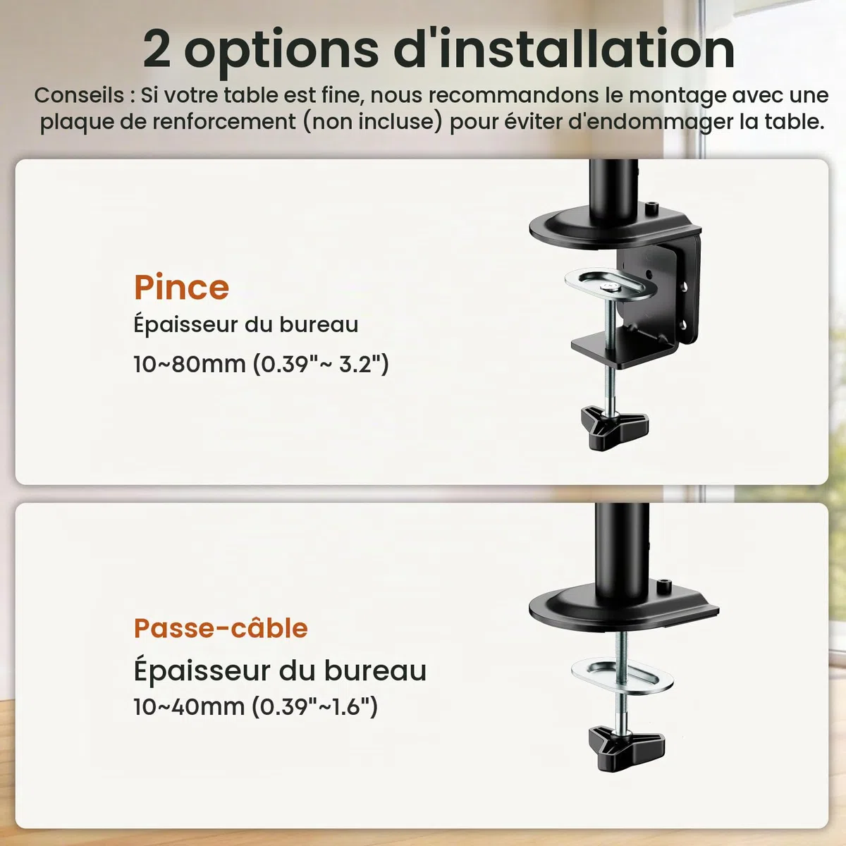 PUTORSEN Support 3 Écran PC Moniteur, Premium Aluminium Bras Articulé Ergonomique Ressort Gaz pour Triple Écrans 17-27", Hauteur Réglable Inclinaison Pivot et Fixation Bureau, Bras Supporte 7kg