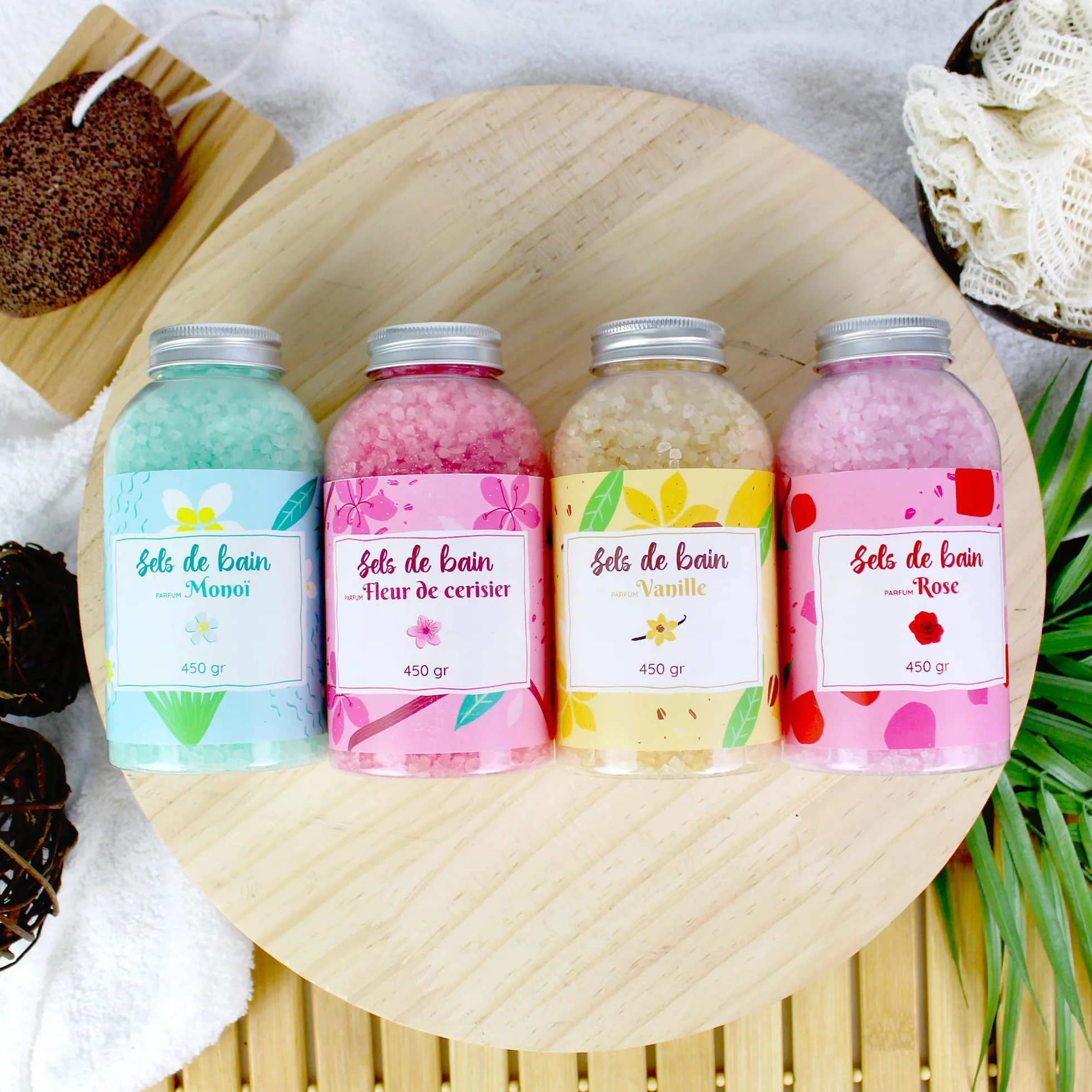Sels de Bain Monoï 450g Relaxant Muscle Naturel Spa à la Maison