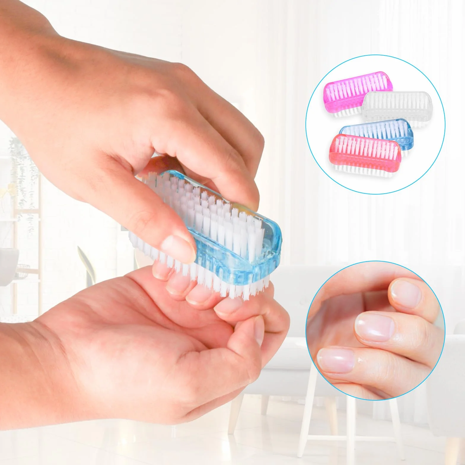 Brosse à Ongles Main 4 Pcs, Brosse Nettoyage Mains Nail Art (4 Couleurs)