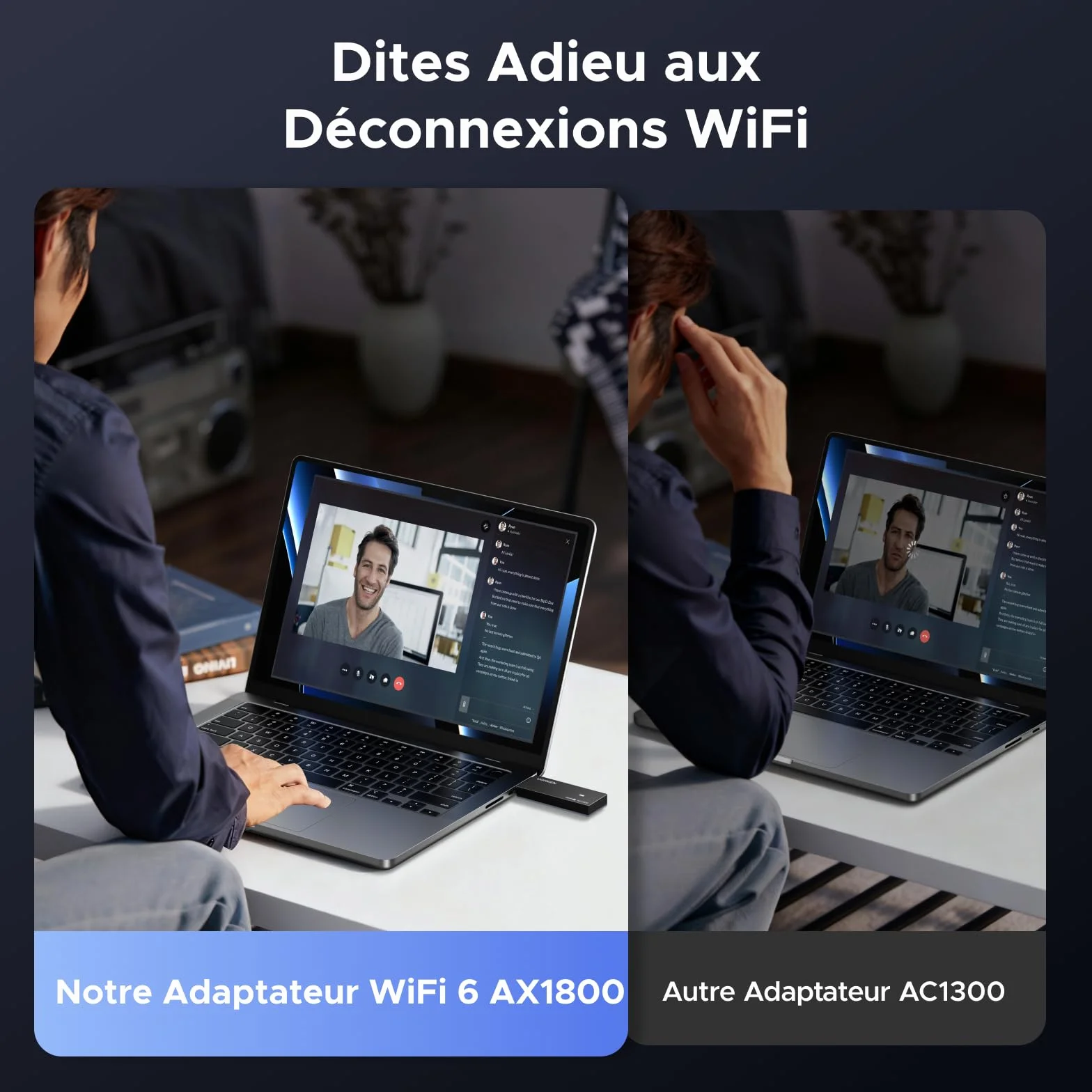 UGREEN Adaptateur USB WiFi 6 AX1800 Double Bande 5GHz 2.4GHz WPA3 pour PC Laptop Windows 11 10