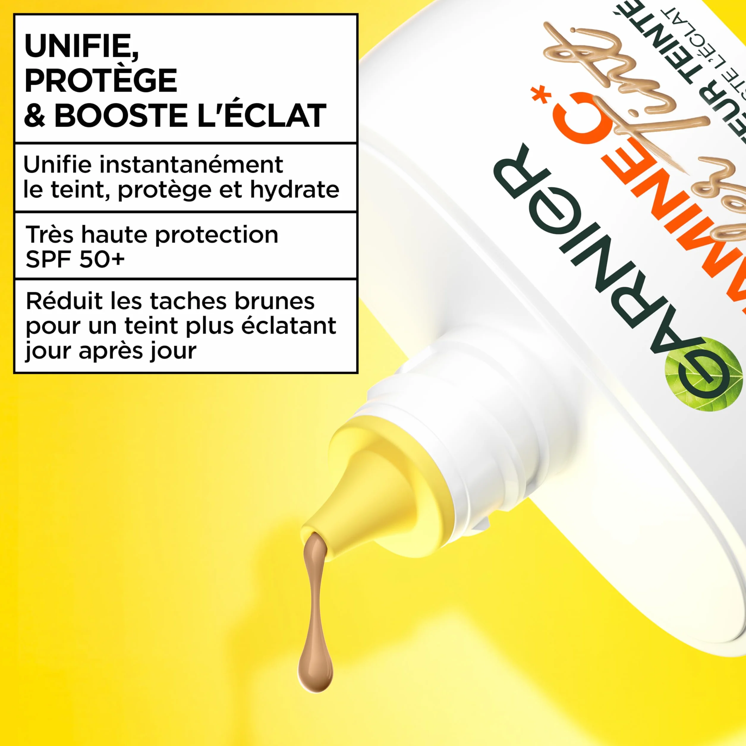 GARNIER SkinActive Vitamine C Fluide Perfecteur Teinté Wonder Tint SPF50+ Soin Visage Teinte Medium 40 ml