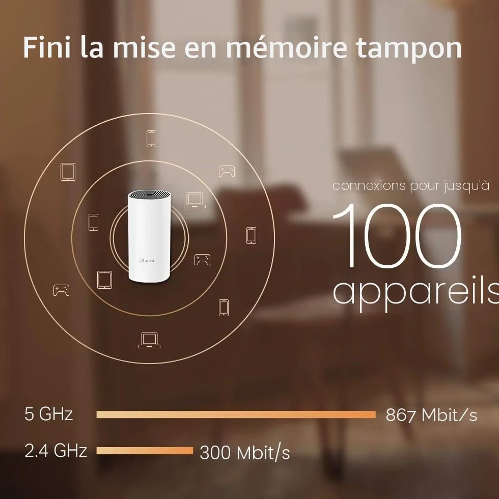 TP-Link Deco M4 2-pack Système WiFi Mesh Gigabit Ethernet Contrôle parental 260m2 Alexa IFTTT