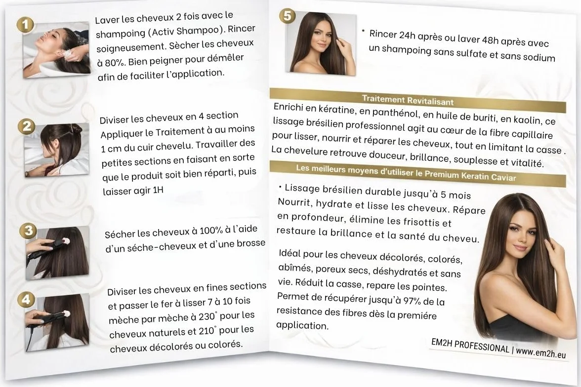 Kit Lissage Brésilien Keratin Caviar Soin lissant à la kératine 2 x 500 ml