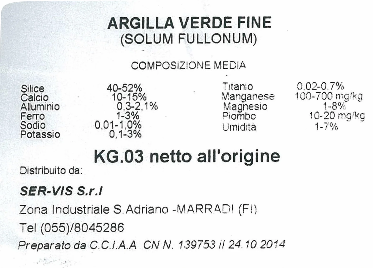 Dr. Giorgini argile vert 3000 g