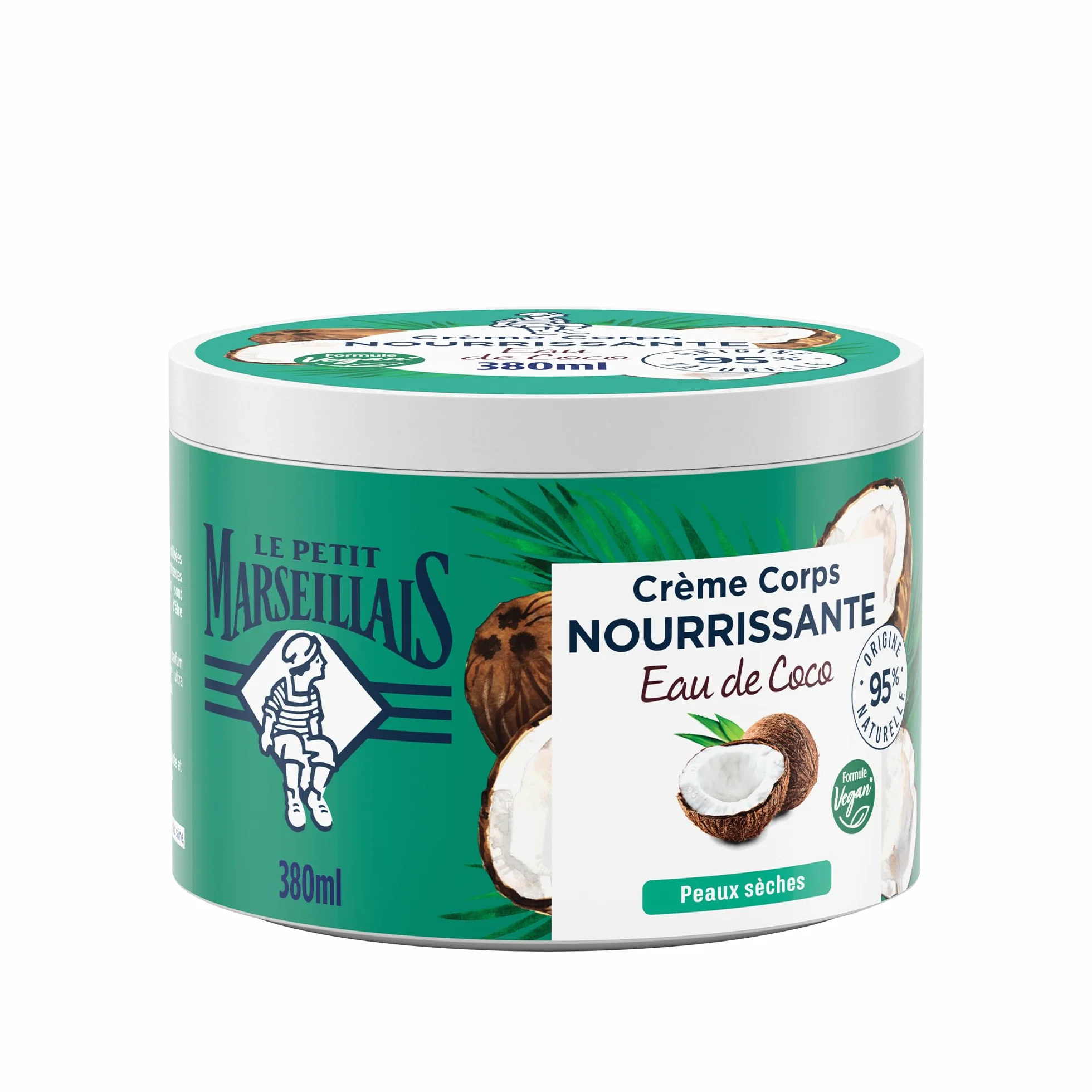 Le Petit Marseillais Crème Corps Nourrissante Eau de Coco 380 ml Crème hydratante peaux sèches Vegan