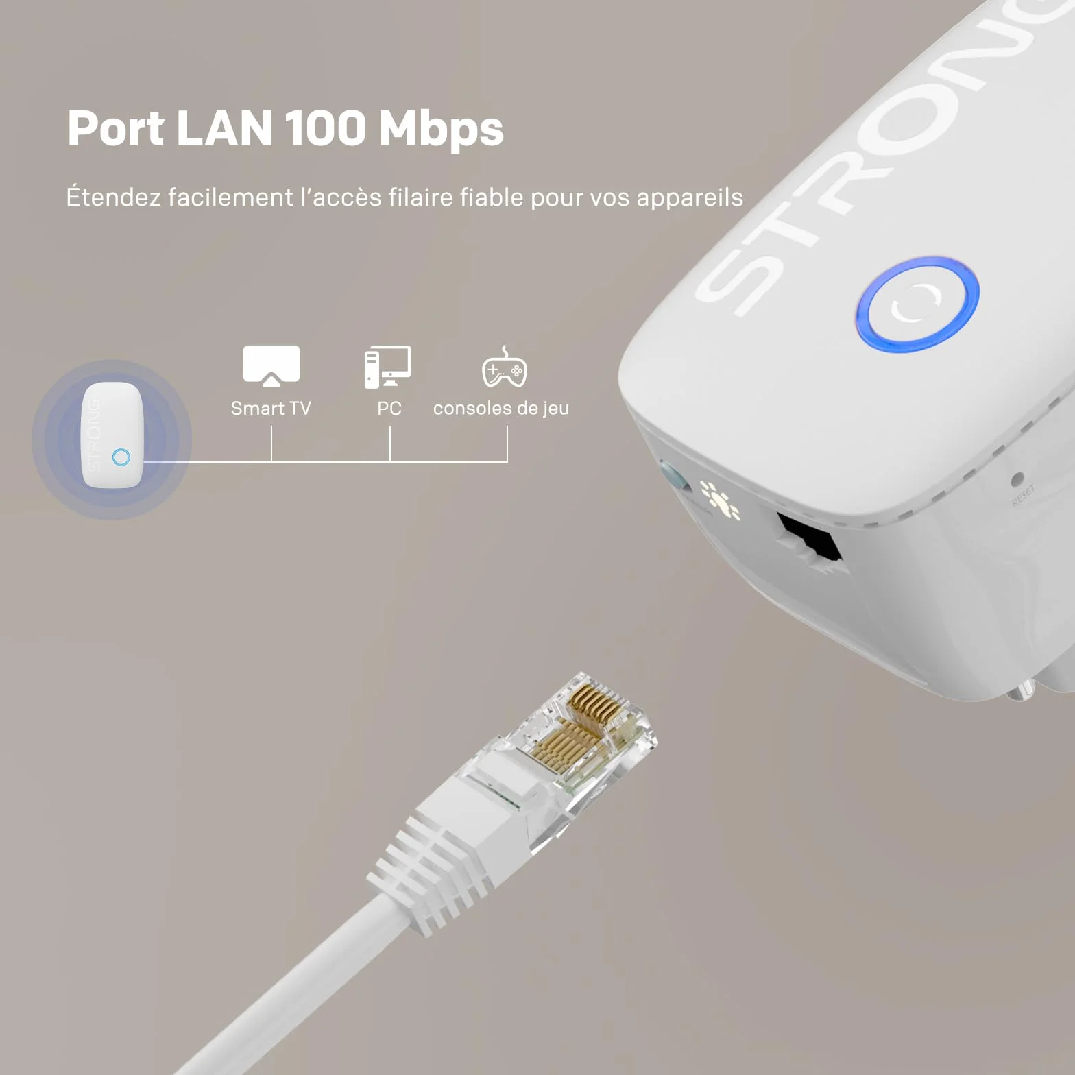 Répéteur WiFi AC1200 pour Prise Murale, Amplificateur WiFi Dual Band avec WPS et Port LAN