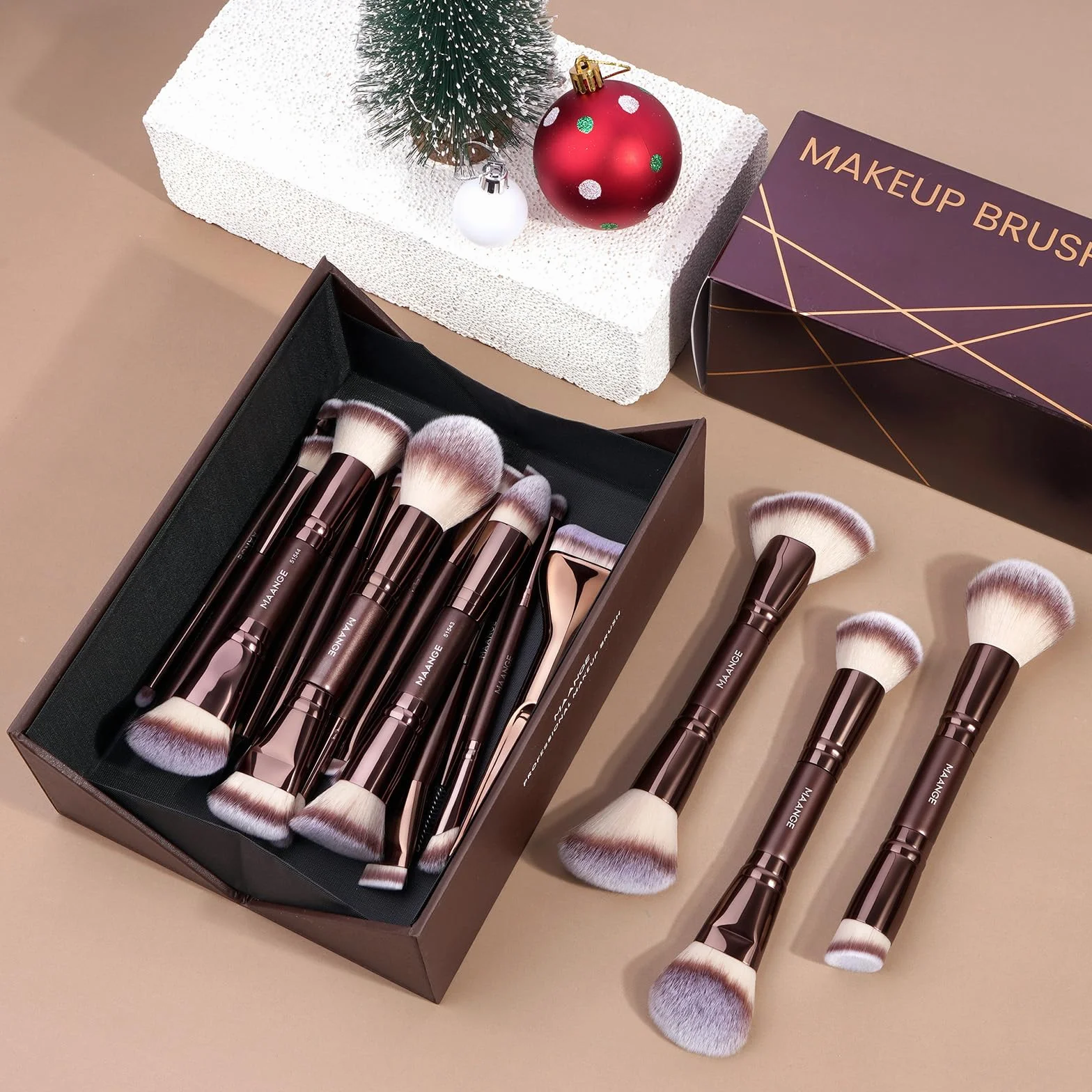 MAANGE Coffret Pinceaux Maquillage 21 Pièces Professionnel Double Face
