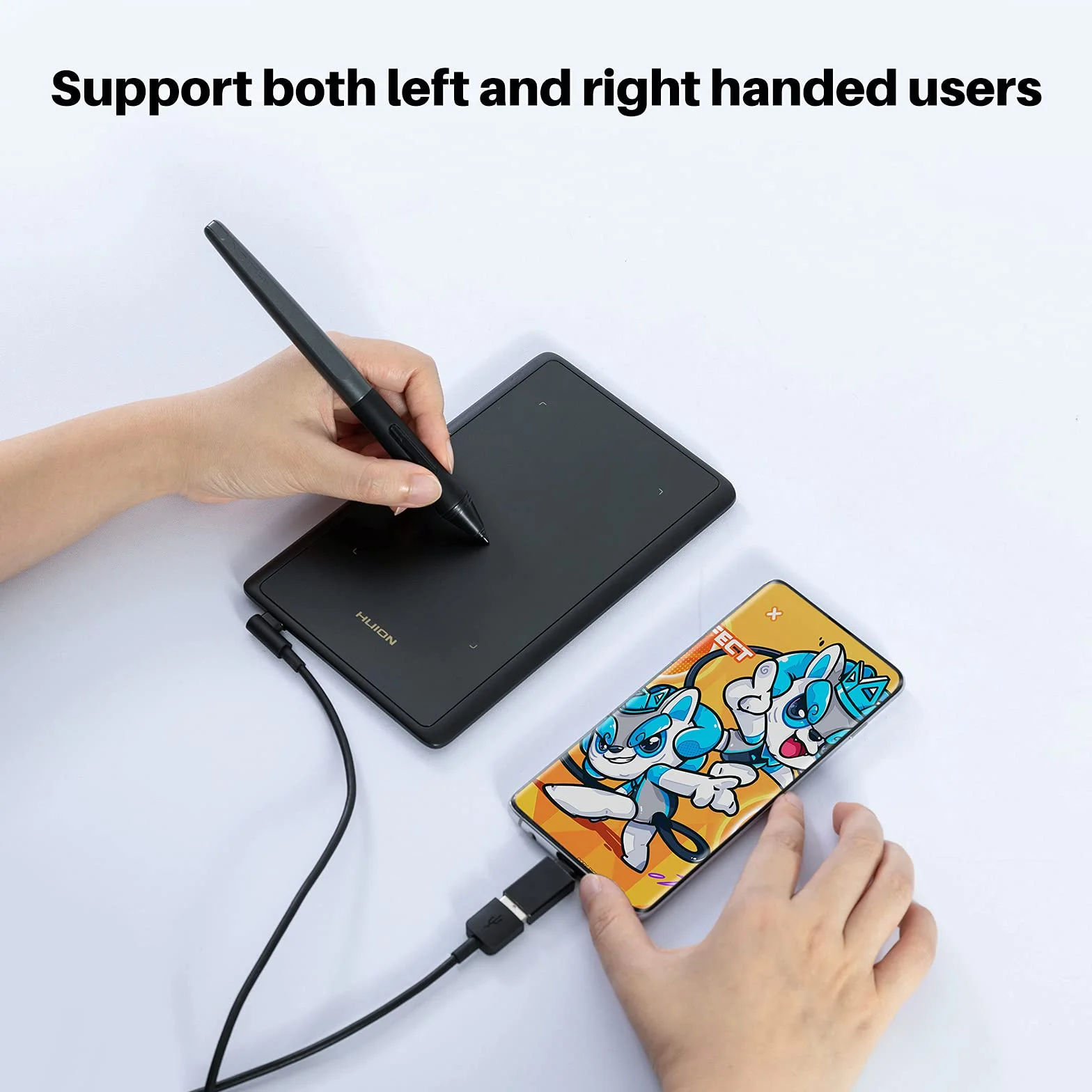 HUION H420X Tablette de dessin graphique 8192 niveaux de pression Stylet sans batterie 4,2 x 6,6 cm