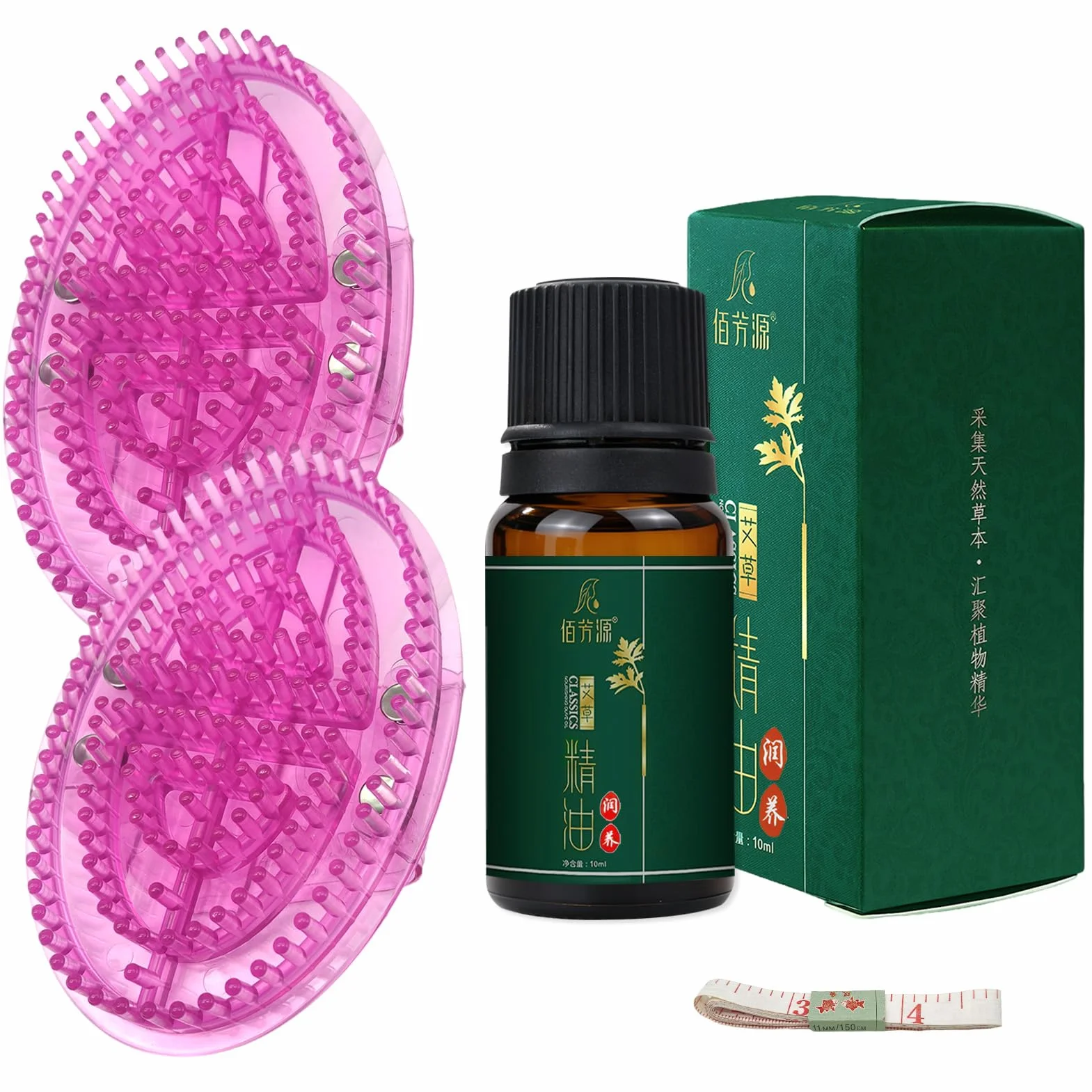 Brosse Méridienne 2 Pièces Massage Corps Huiles Essentielles Ruban à Mesurer Peigne Relaxation Violet