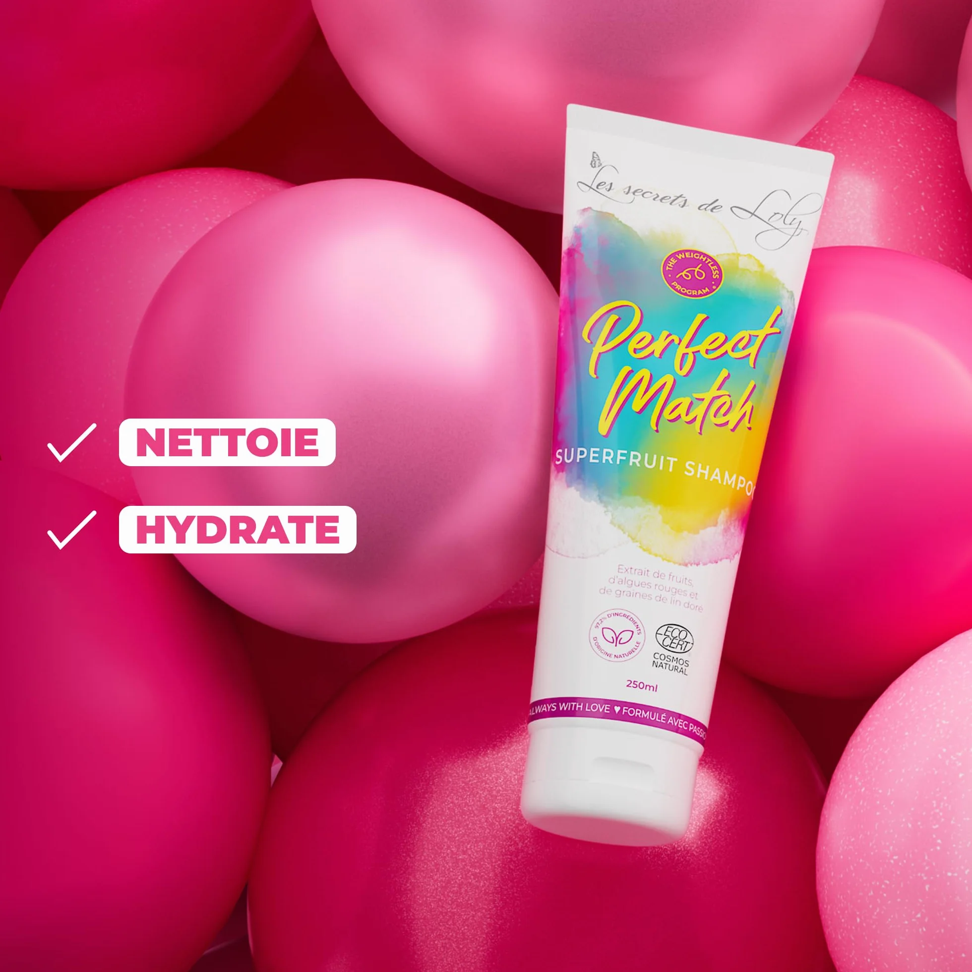 Les Secrets de Loly Perfect Match Shampooing sans Sulfate Cheveux Ondulés Bouclés Frisés 250 ml