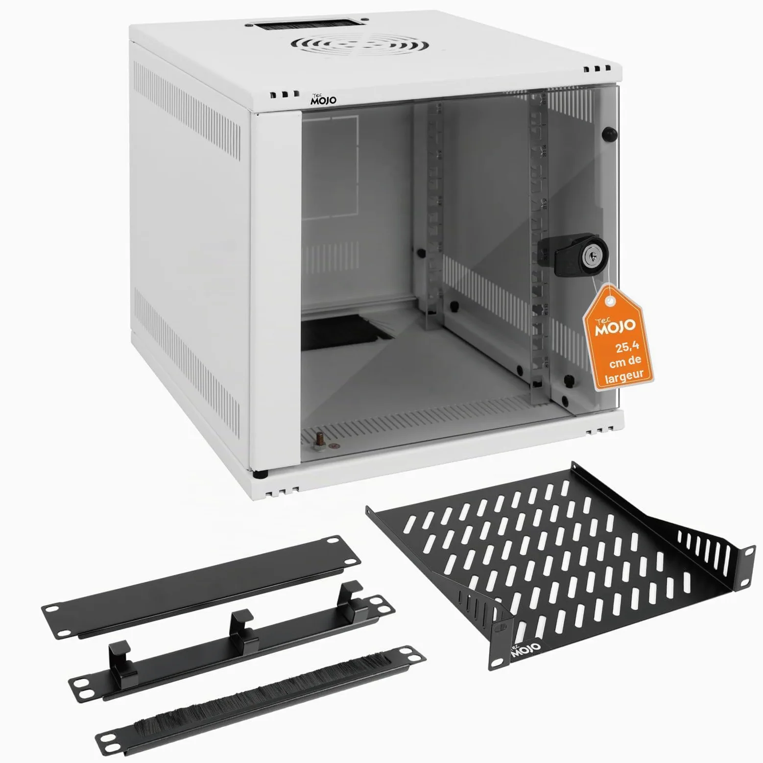 Tecmojo Rack réseau pour serveur 6U de 330 mm de profondeur 25,4 cm de large, armoire réseau avec étagère, panneaux brossés, organisateur de câbles pour petits appareils AV/IT/données, capacité de 50