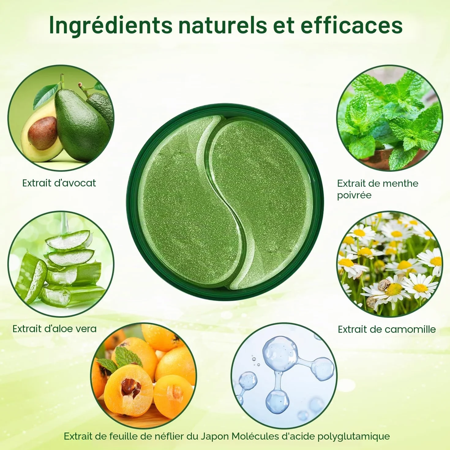 Eye Patch Hydrogel Acide hyaluronique Collagène Réutilisable Contre Cernes Poches Rides 60pcs